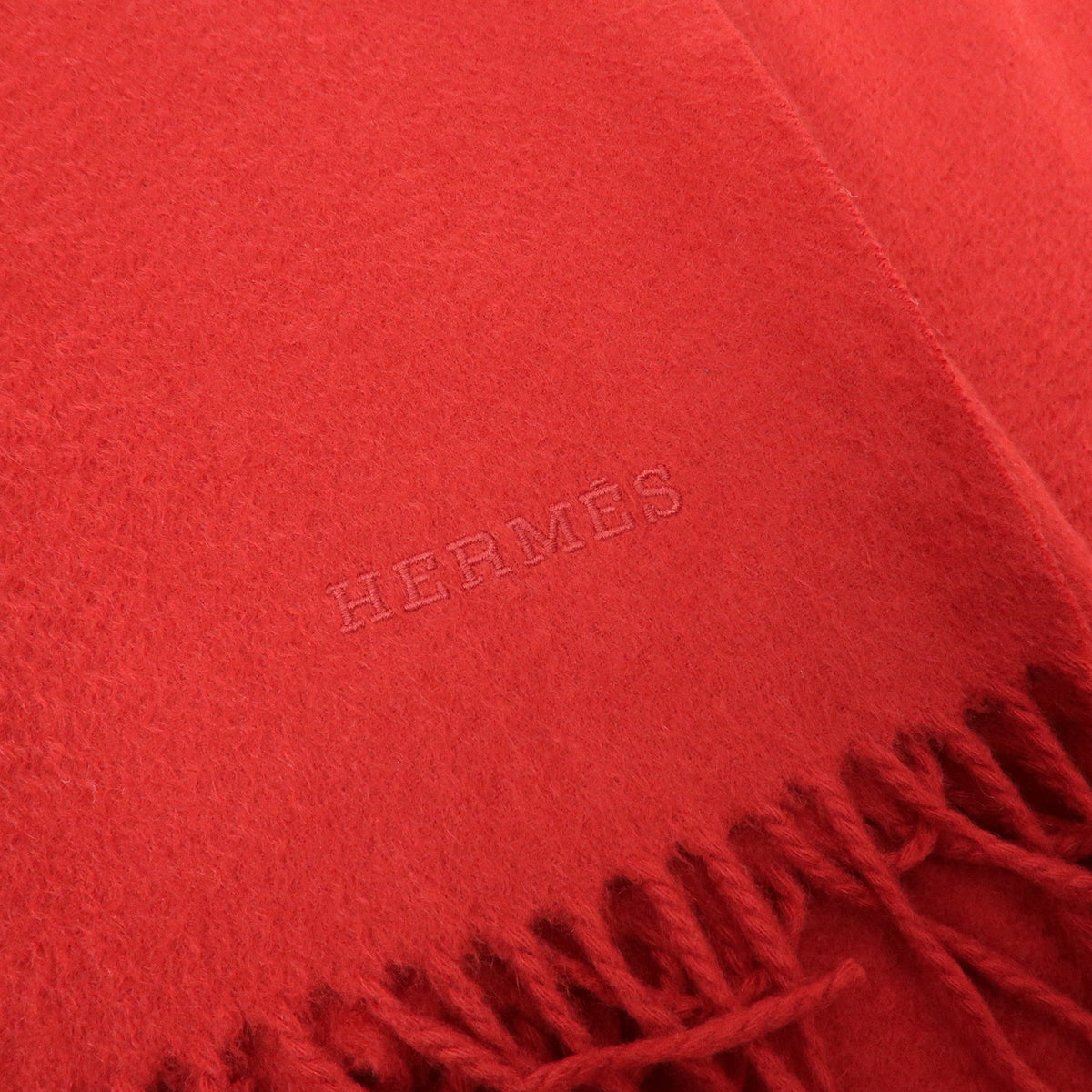 HERMES Cashmere 100% Oversized Scarf Stole Blanket Red