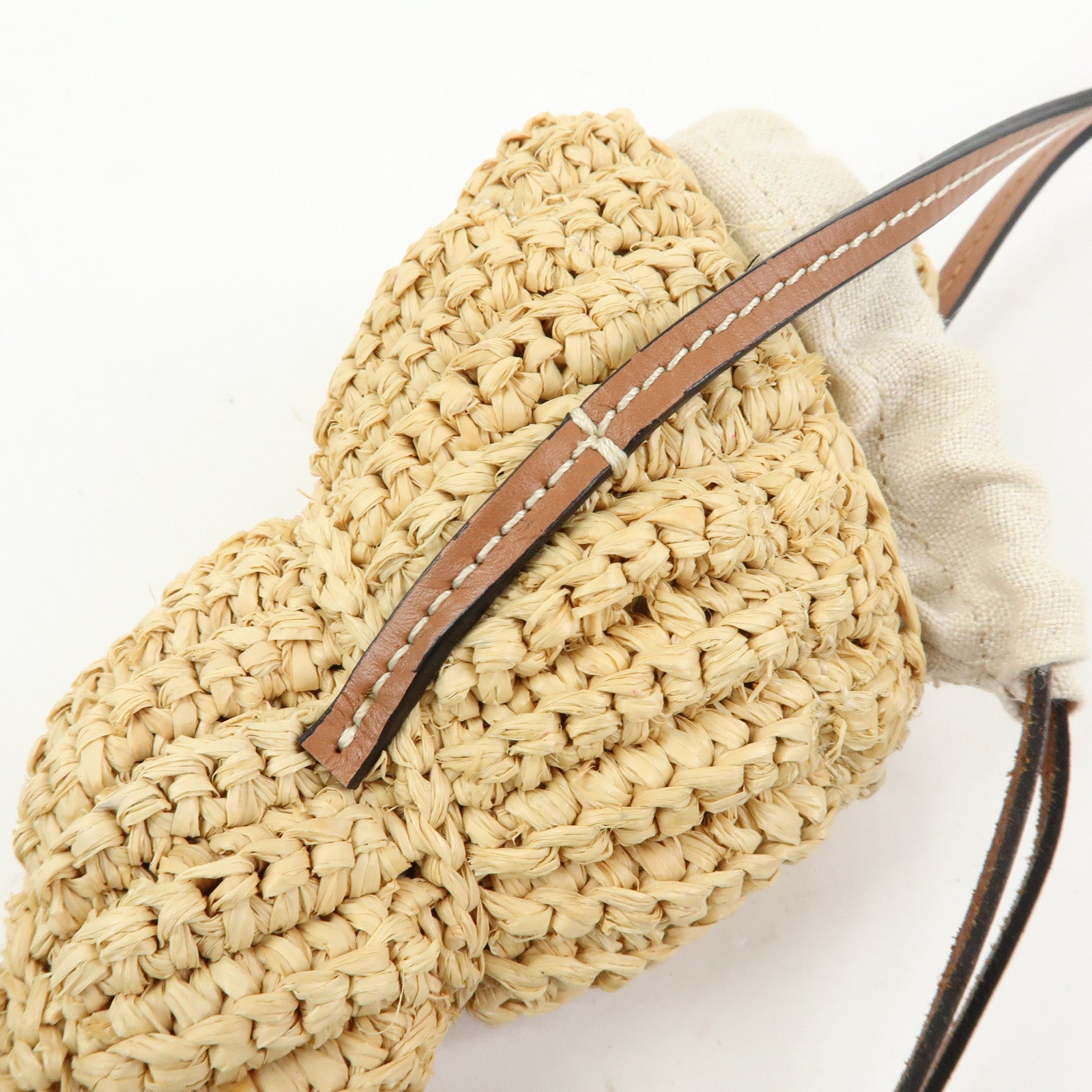 LOEWE Anagram Raffia Leather Shoulder Bag Shell Motif