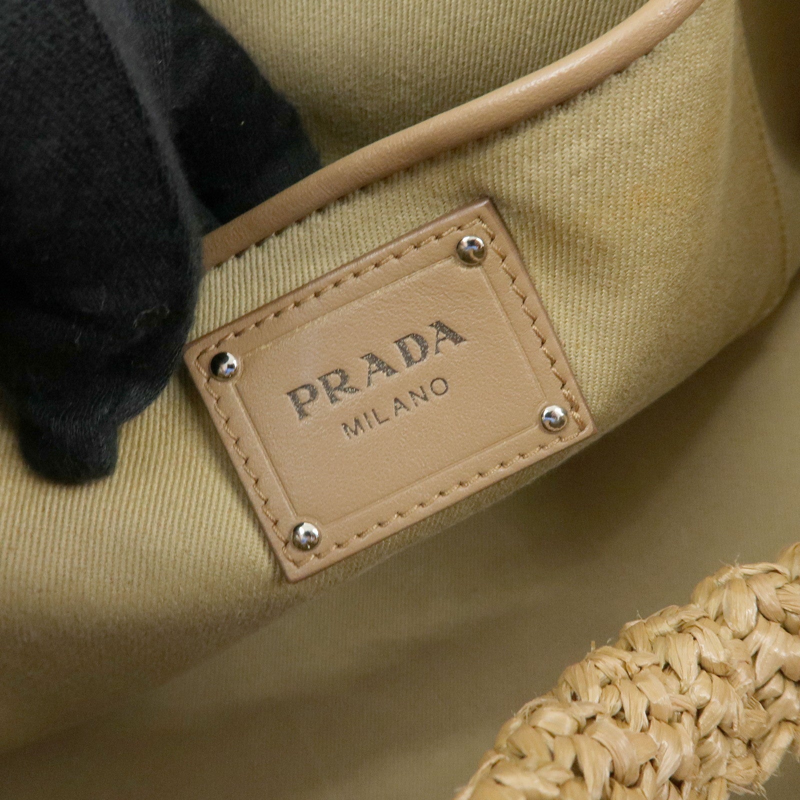 PRADA Canapa Raffia 2Way Bag Hand Bag Shoulder Bag Beige BN2888