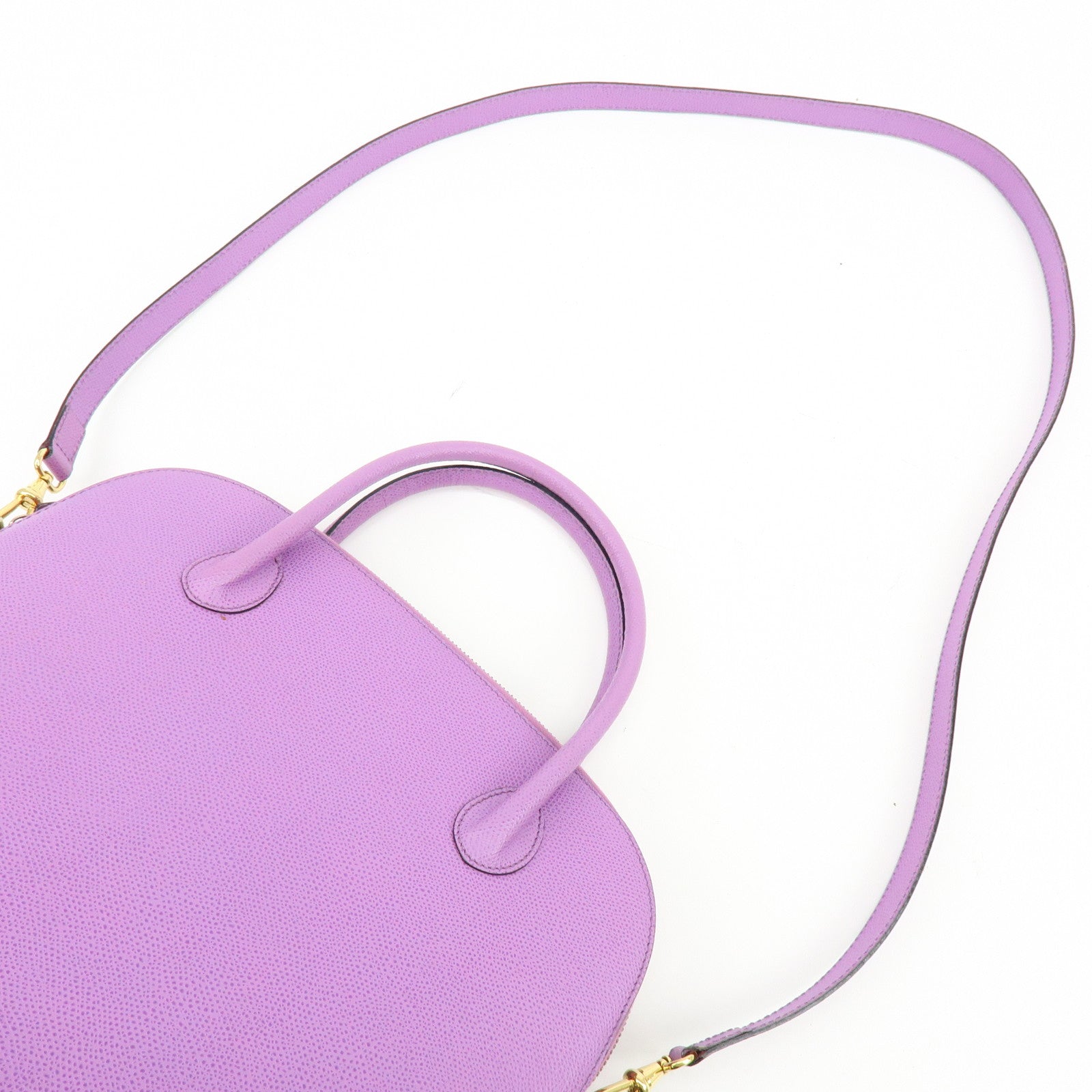 CELINE Leather 2Way Bag Shoulder Hand Bag Purple