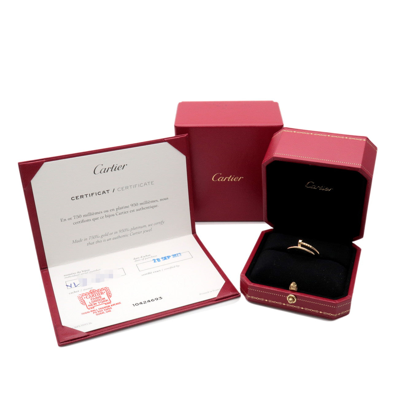 Cartier Juste un Clou Ring SM K18 750YG Yellow Gold #61 US10 EU61 HK22