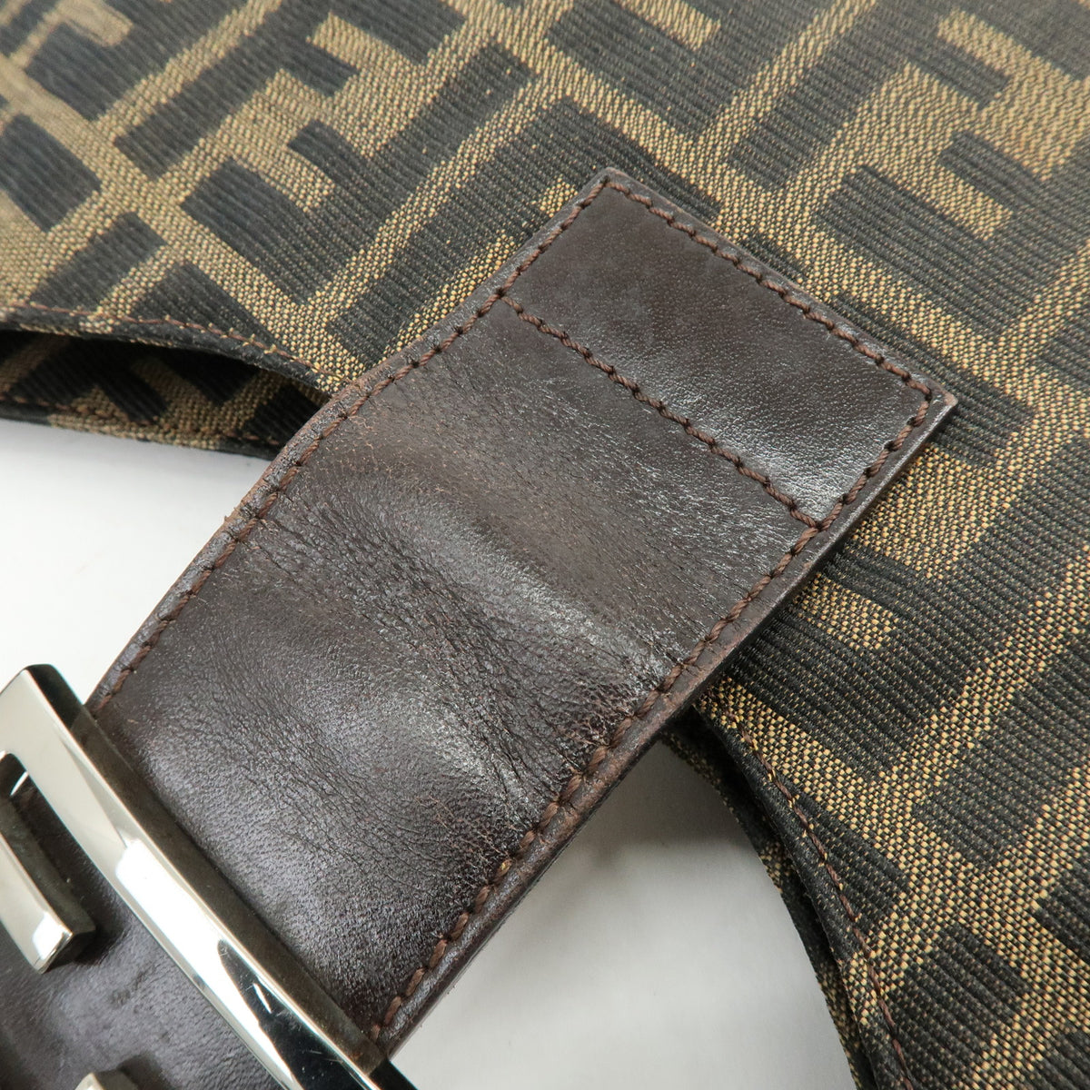 FENDI Zucca Canvas Leather Hand Bag Shoulder Bag Brown 26569