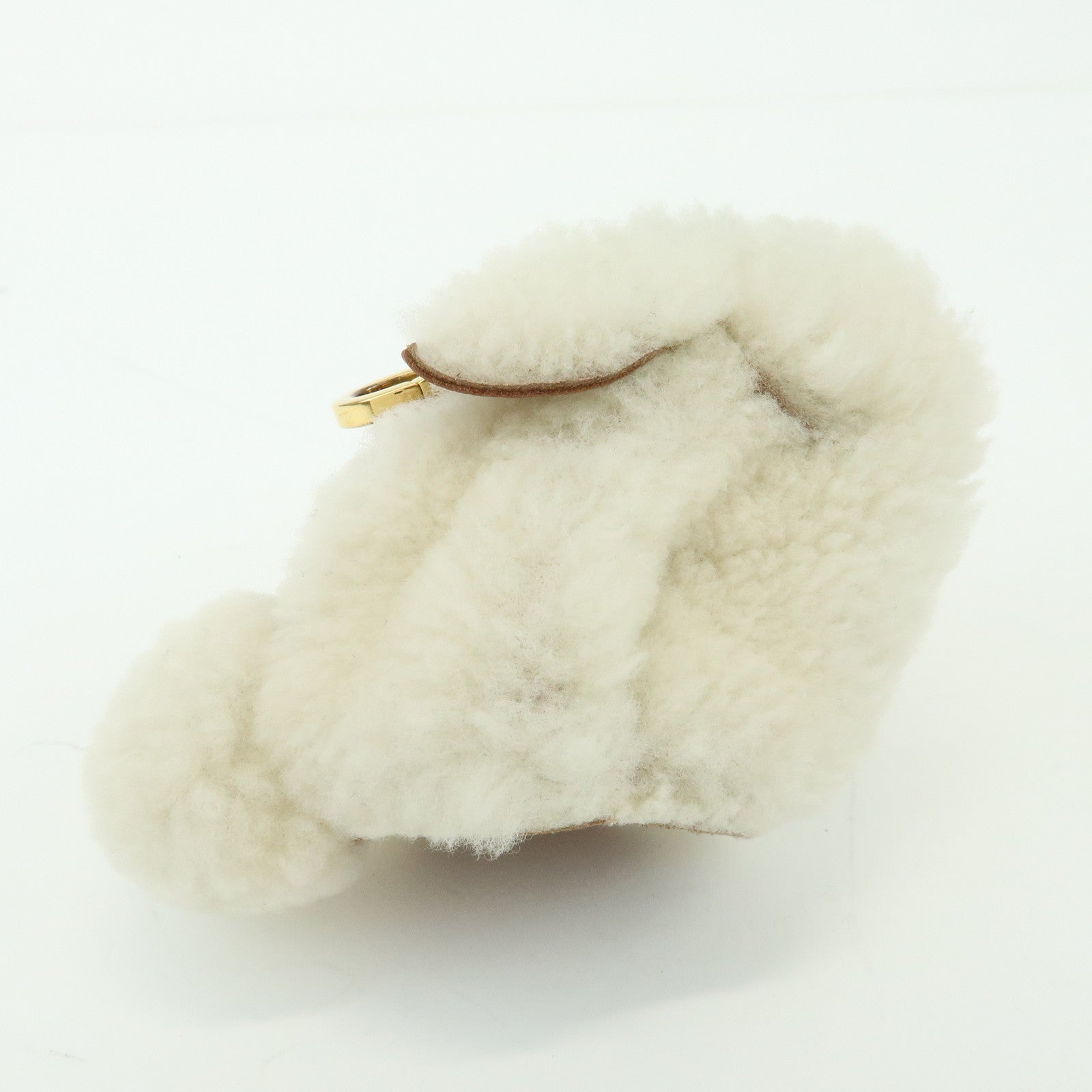 LOEWE Wool Leather Coin Case Bag Charm Rabbit White