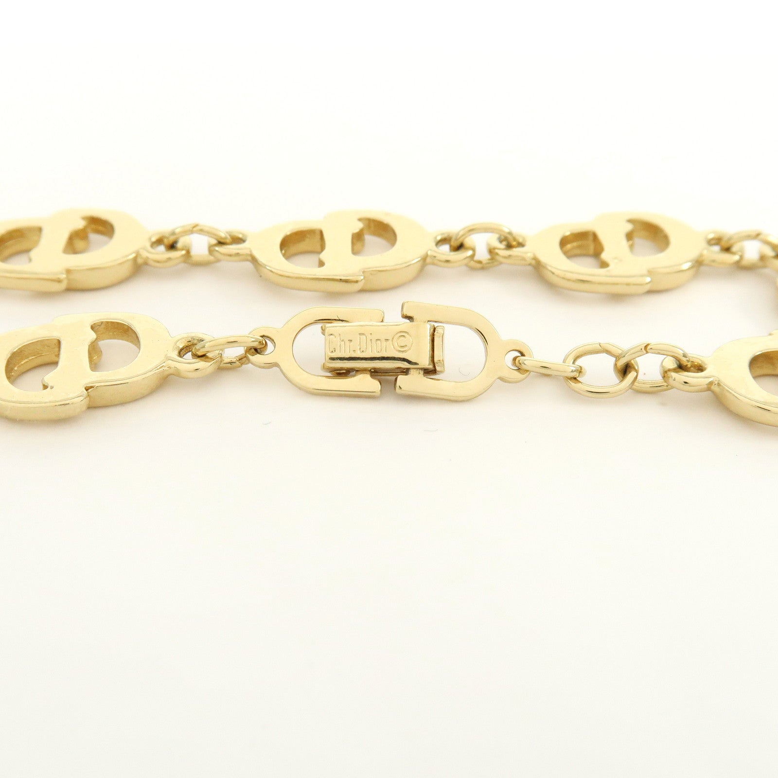 Christian Dior CD Logo Chain Metal Bracelet Gold