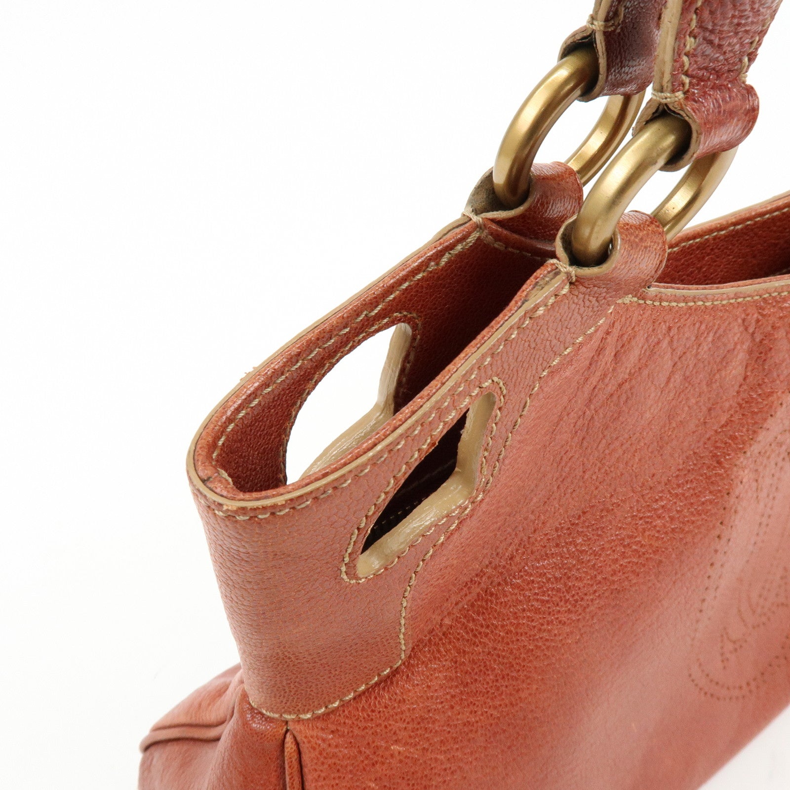 Cartier Marcello de Cartier Leather Hand Bag Tote Bag Brown
