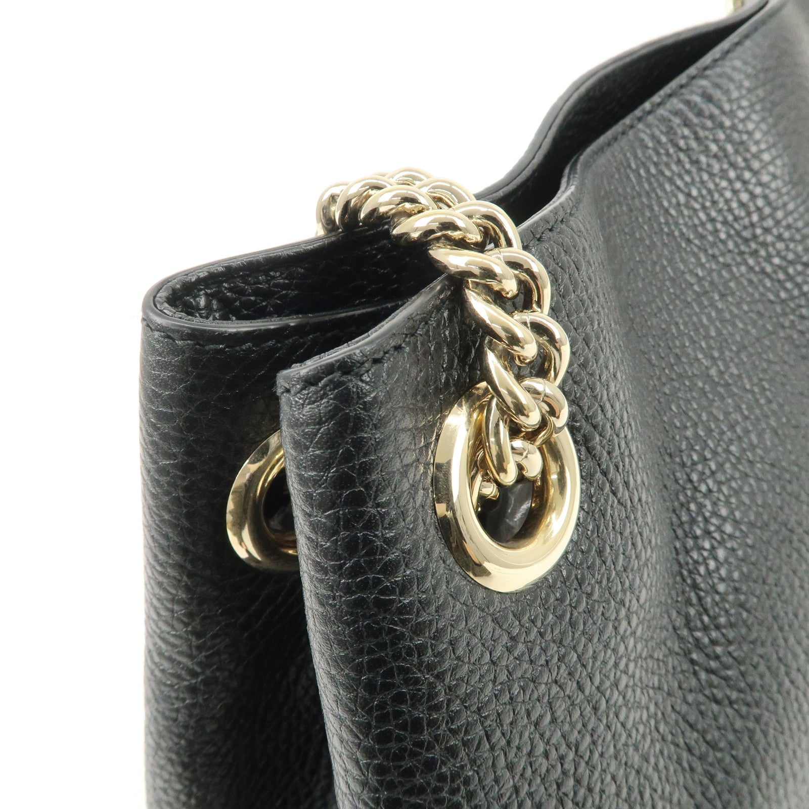GUCCI SOHO Interlocking G Leather Chain Shoulder Bag Black 536196