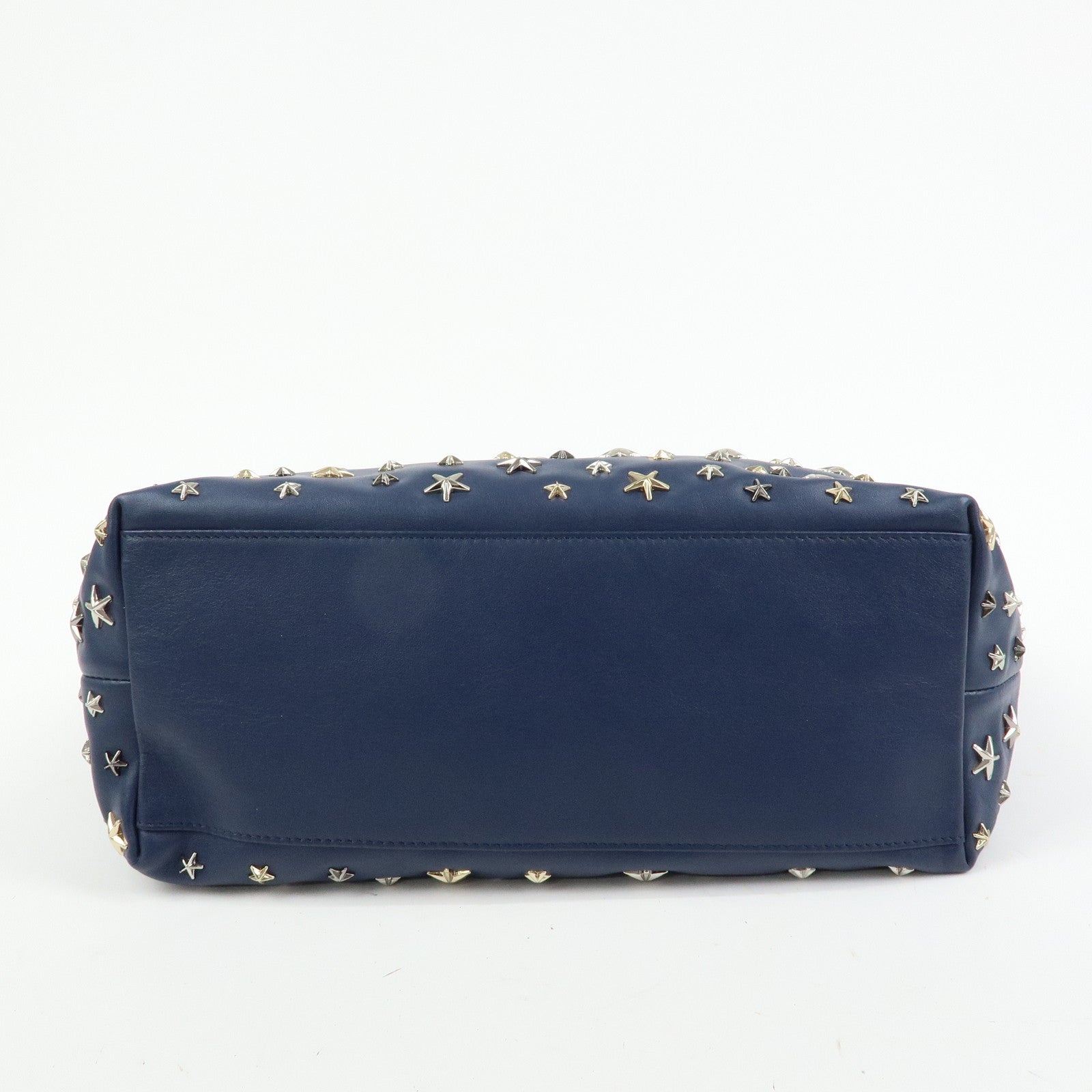 JIMMY CHOO Leather Star Studs Tote Bag Shoulder Bag Hand Bag Blue