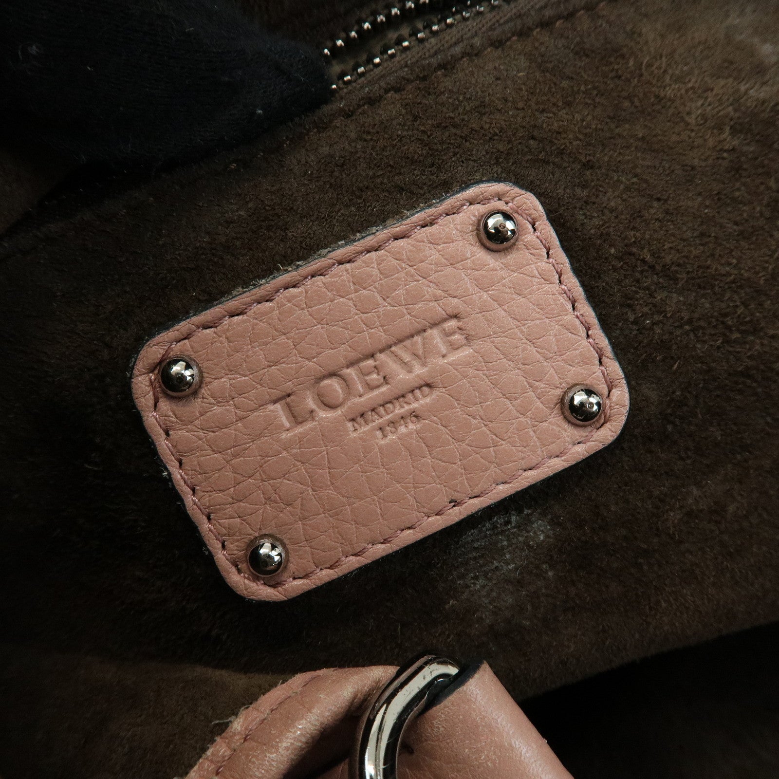LOEWE Calle PM Leather Hand Tote Bag Bear Lock Charm Pink