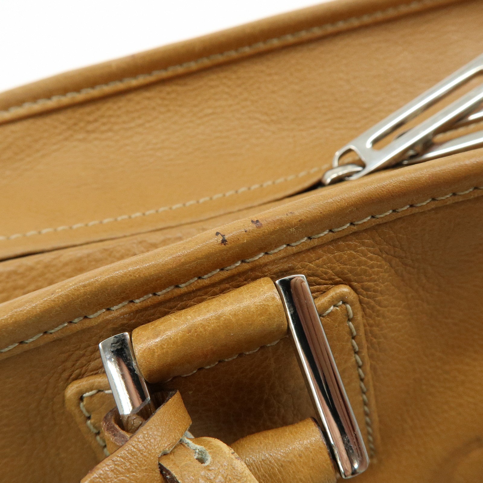 LOEWE Anagram Amazona 28 Leather Hand Bag Boston Bag Camel