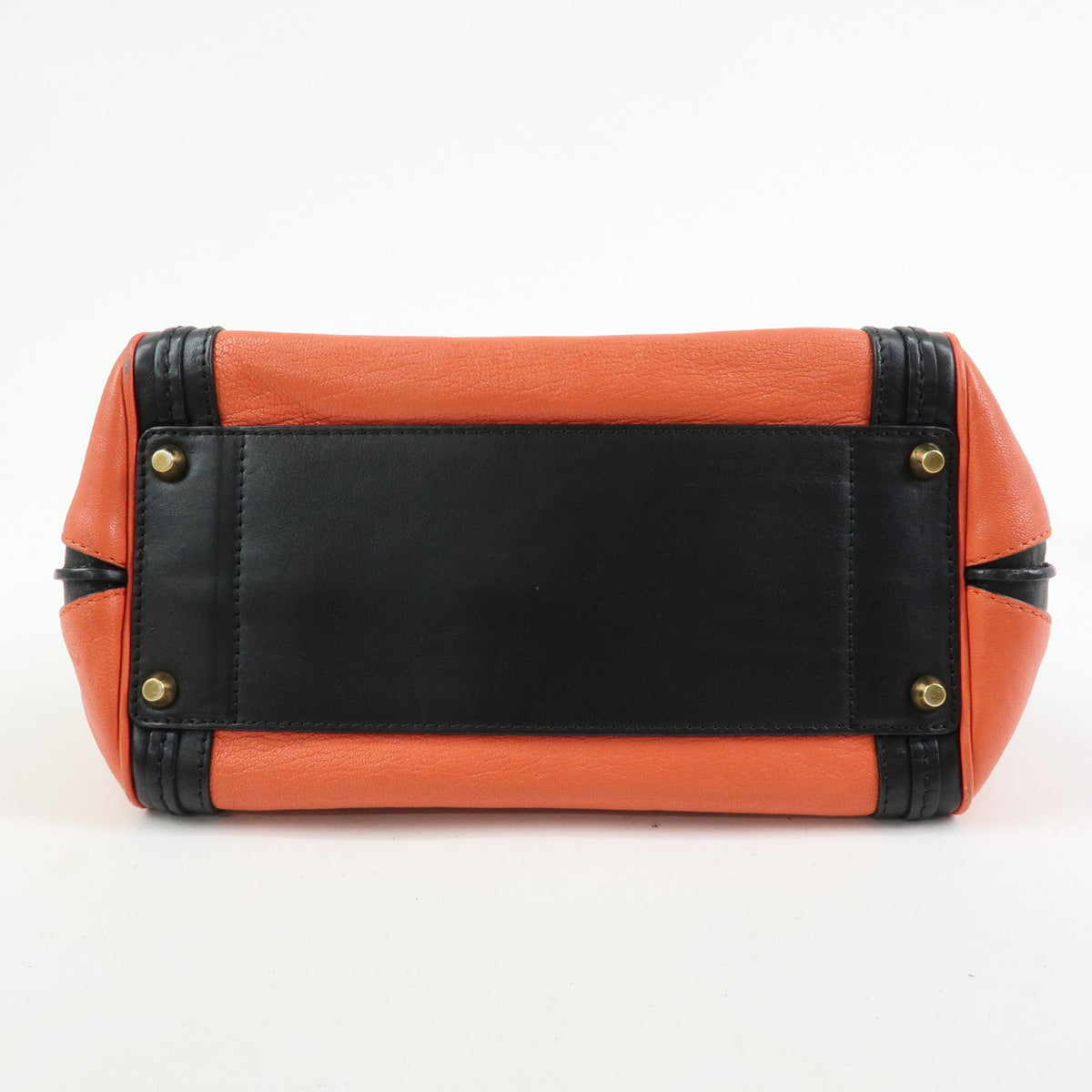 Chloe Logo Alice Leather 2Way Bag Hand Bag Shoulder Bag Orange Black