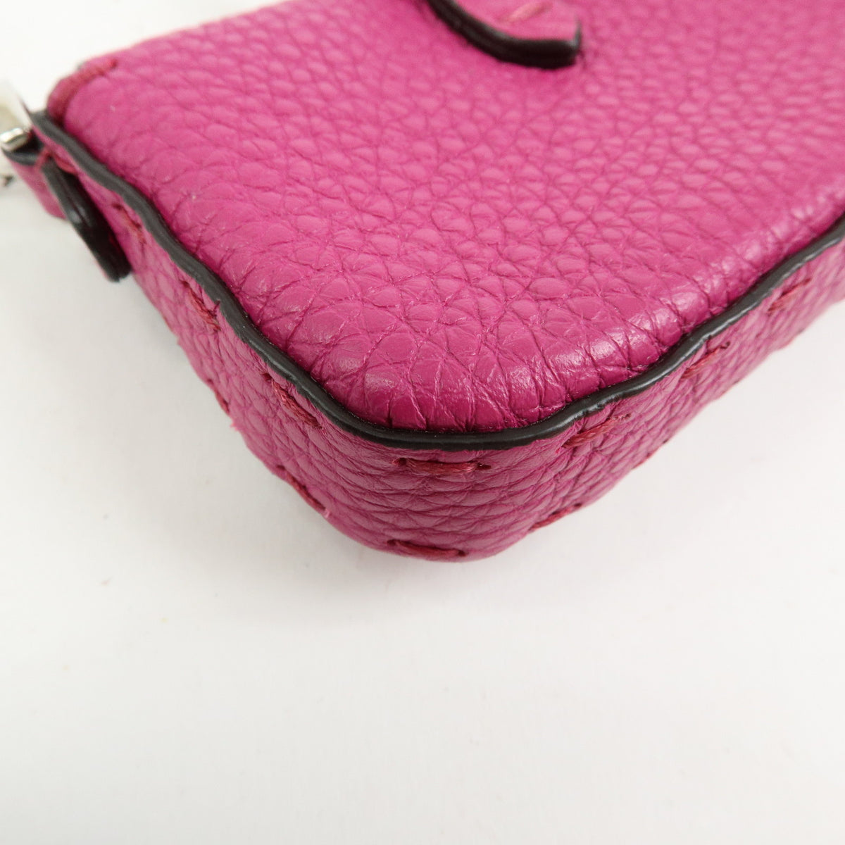 FENDI Nano Baguette Leather Mini Chain Shoulder Bag Charm Pink 7AS045