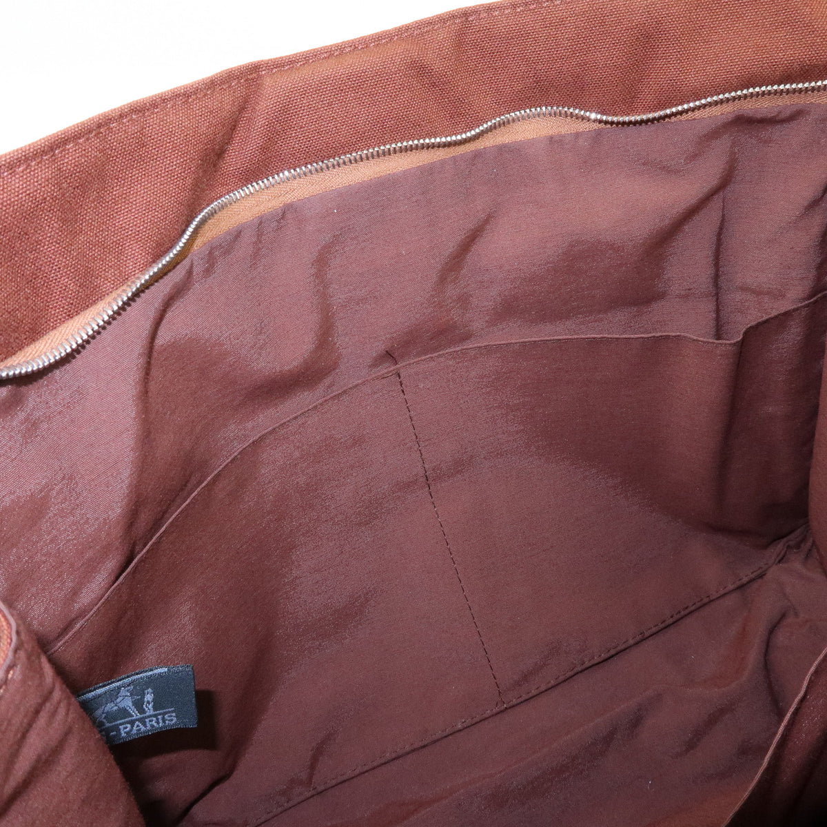 HERMES Fourre Tout Canvas Pouch Clutch Bag Maron Brown