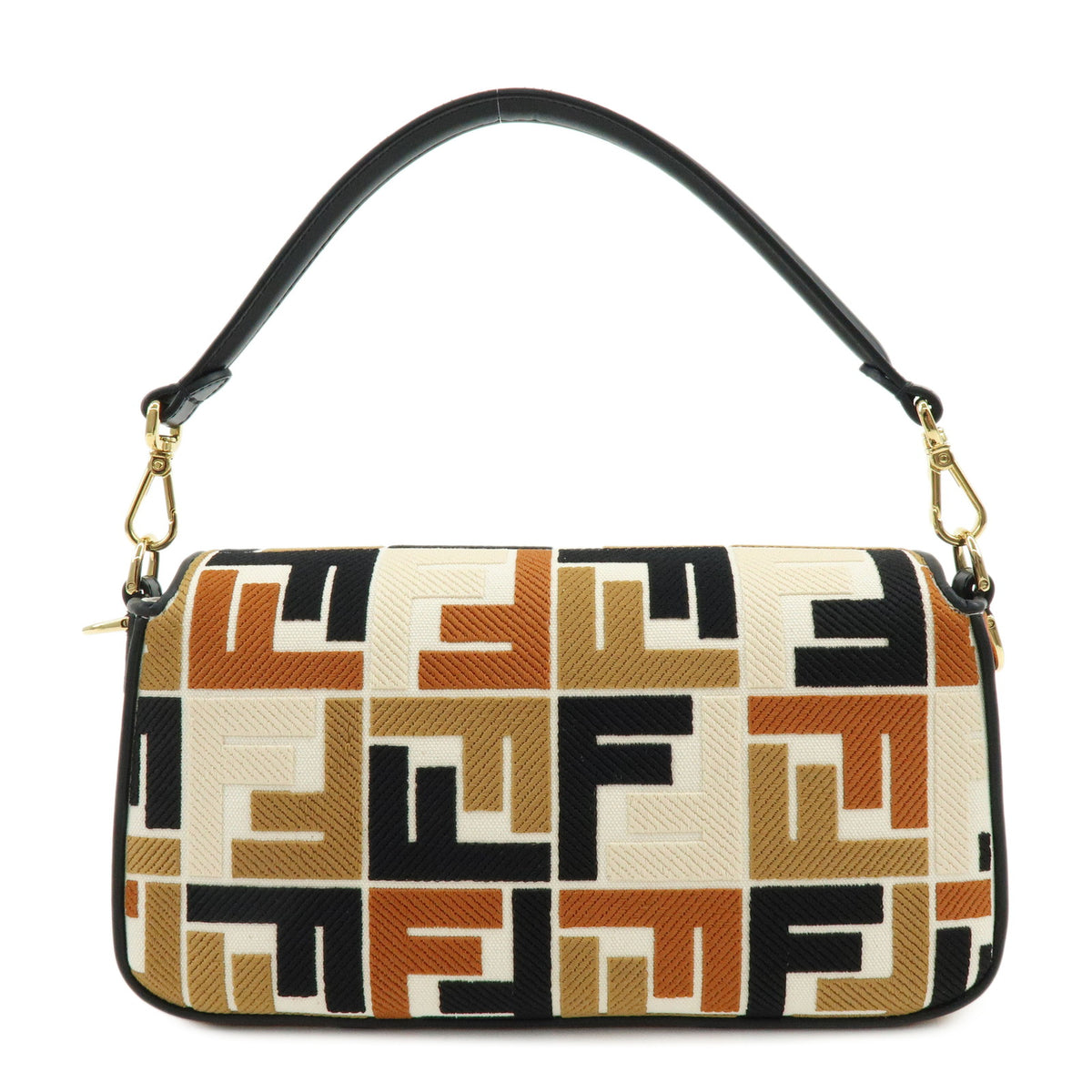 FENDI Mamma Baguette Canvas Leather 2Way Shoulder Bag Hand Bag