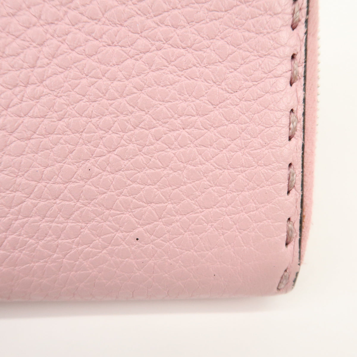 FENDI Selleria Leather Compact Zippy Wallet Pink 8M0313