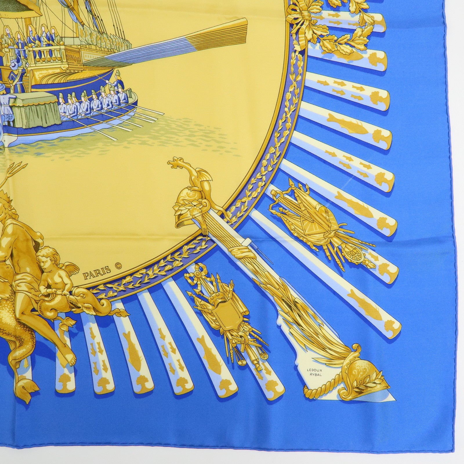 HERMES Set of 2 Carre90 Silk 100% Scarf La MARINE a RAMES/GRAND APPARAT