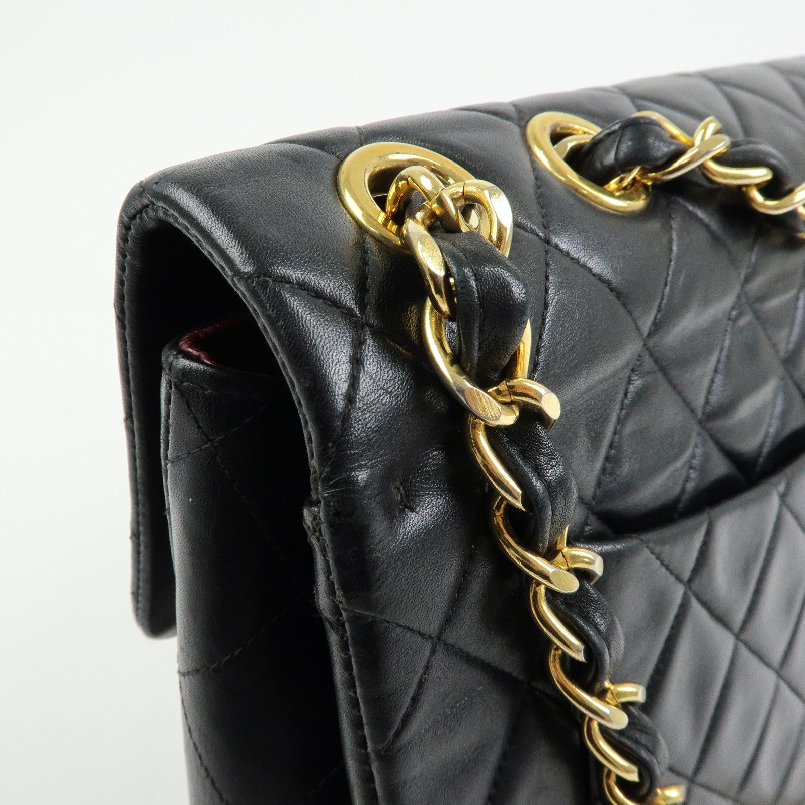 CHANEL Jumbo Matelasse 34 COCO Mark Lamb Skin Shoulder Bag Black A01094