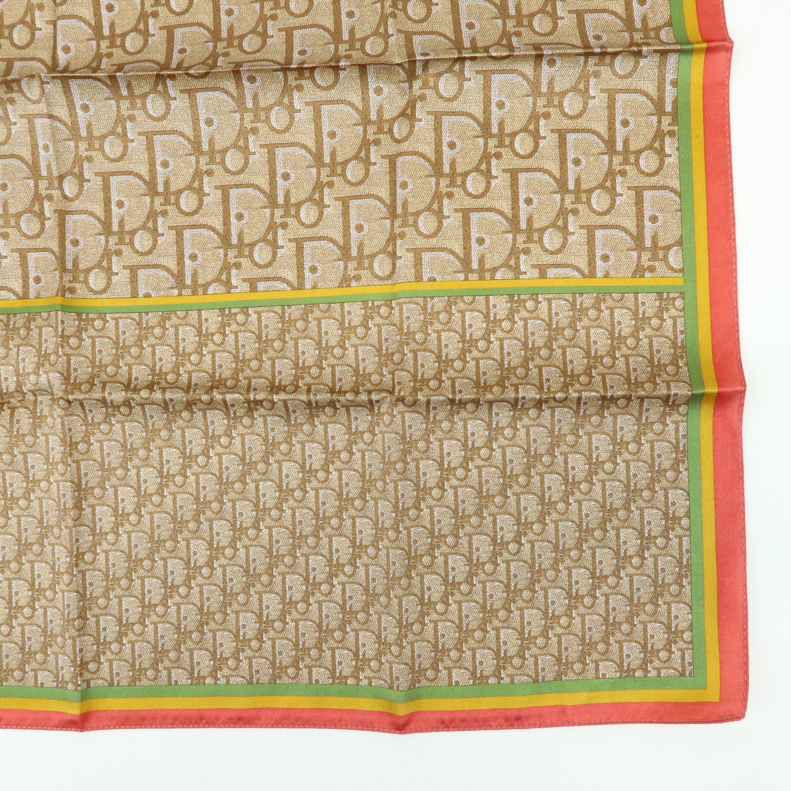 Christian Dior Rasta Trotter Logo Silk Cotton Scarf Beige Red