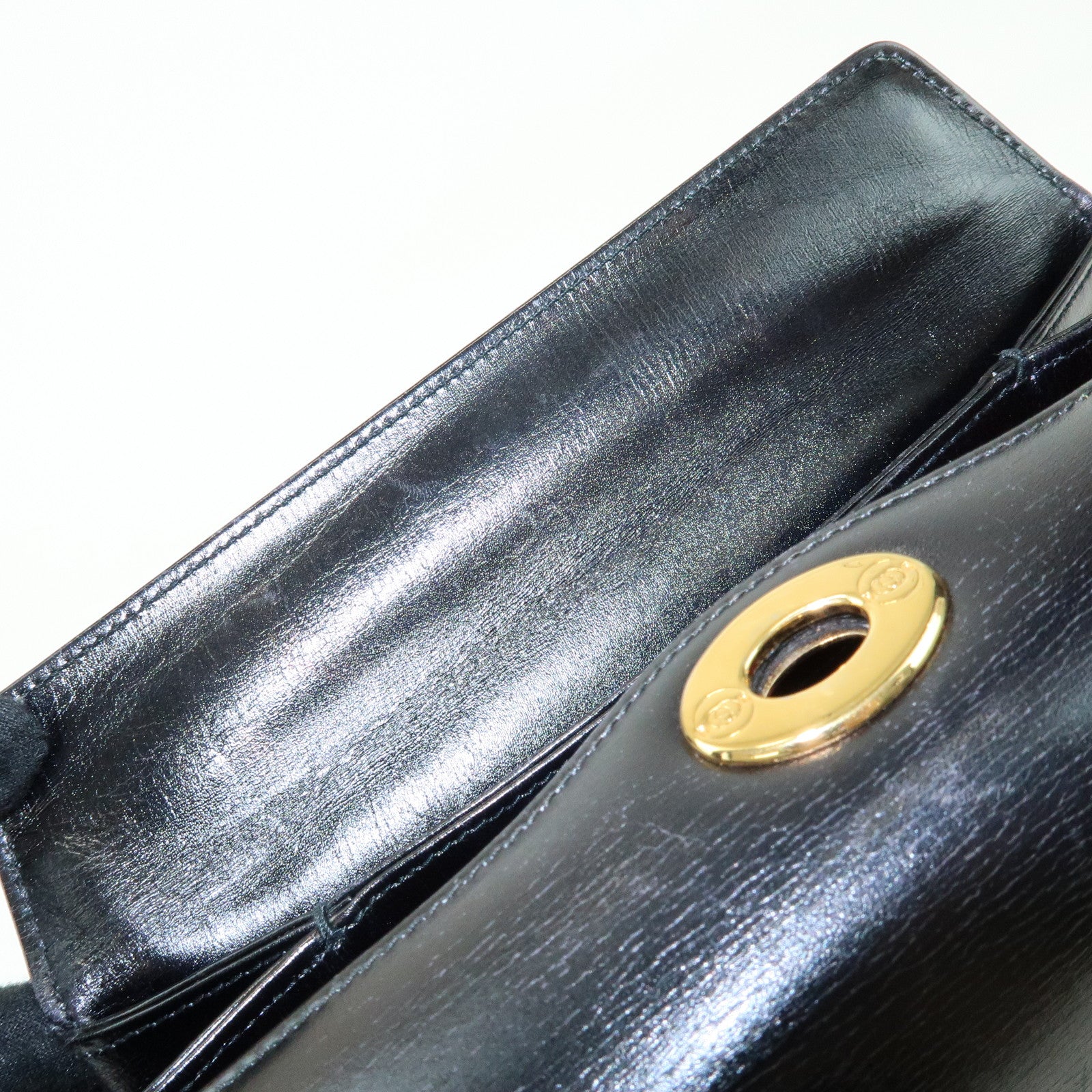 GUCCI Old Gucci Leather Hand Bag Top Handle Bag Black 000・26・0025