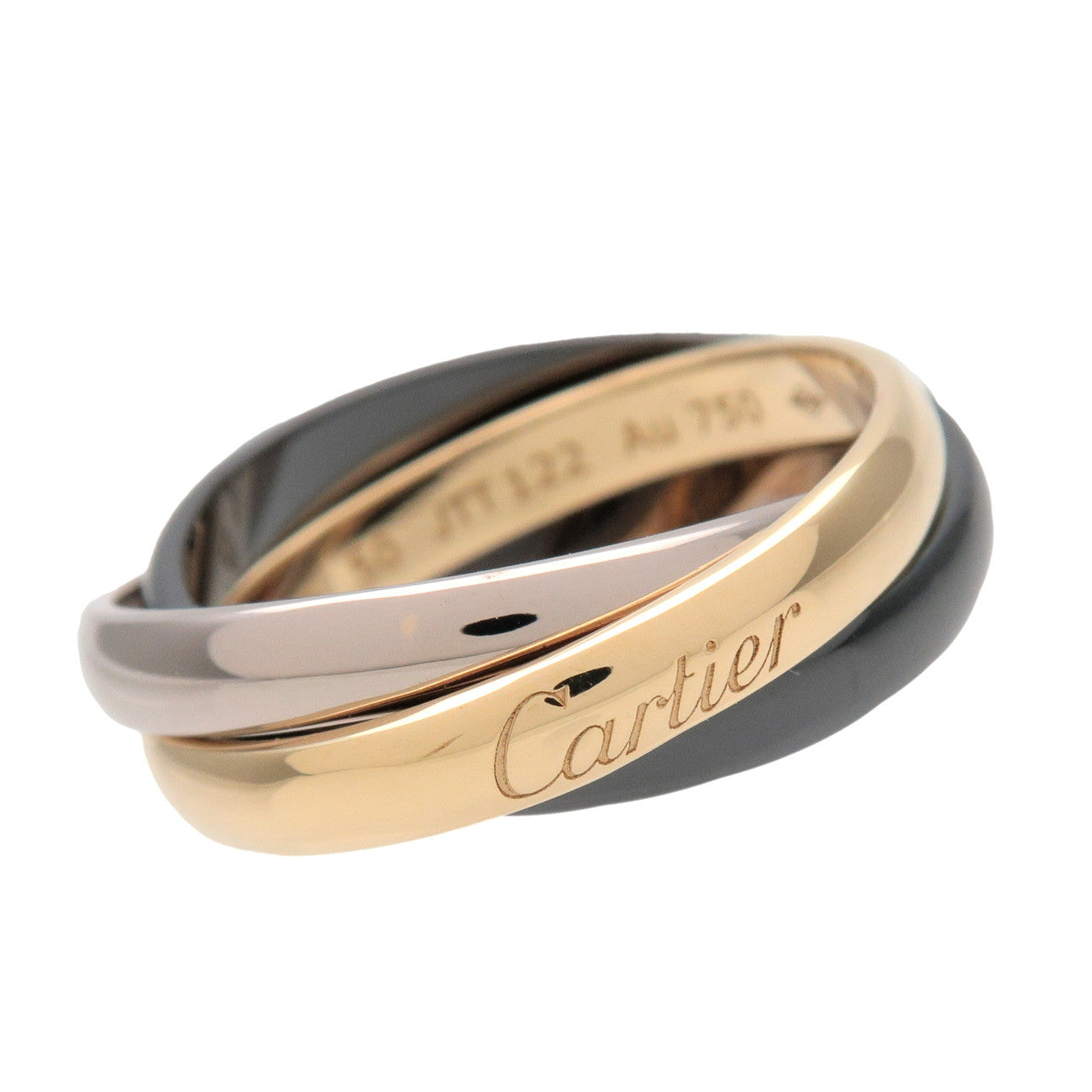 Cartier Trinity Ring SM K18 Black Ceramic 750YG/WG #50 US5.5 EU50 HK12