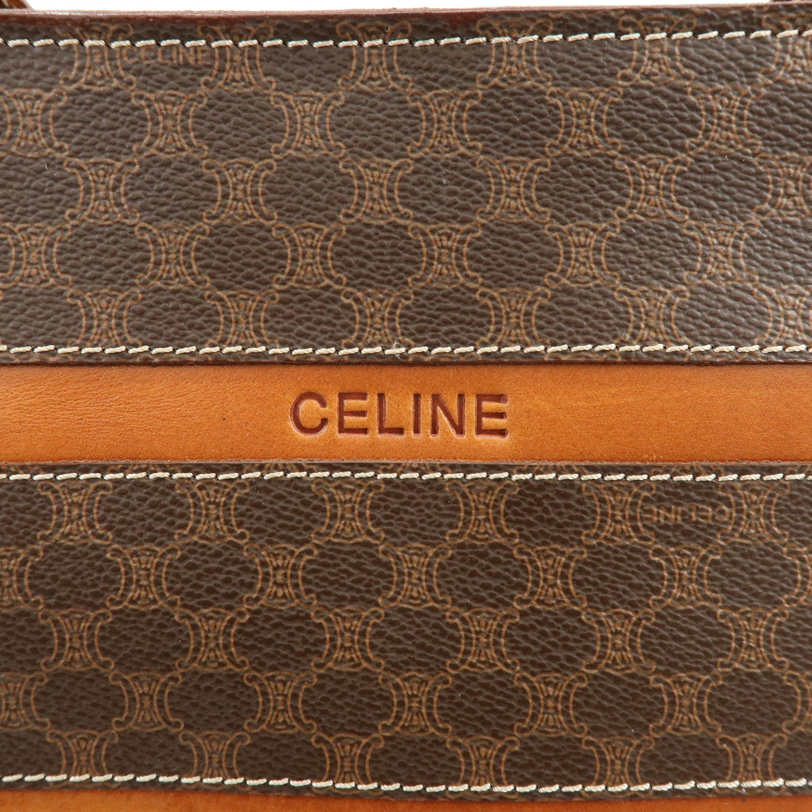 CELINE Macadam PVC Leather Tote Bag Shoulder Bag Brown