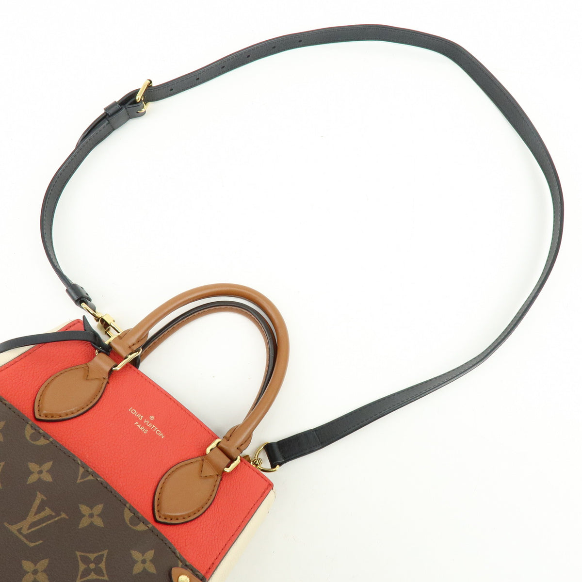 Louis Vuitton Monogram Fold Tote PM 2Way Bag Cerise Creme Noir M45389