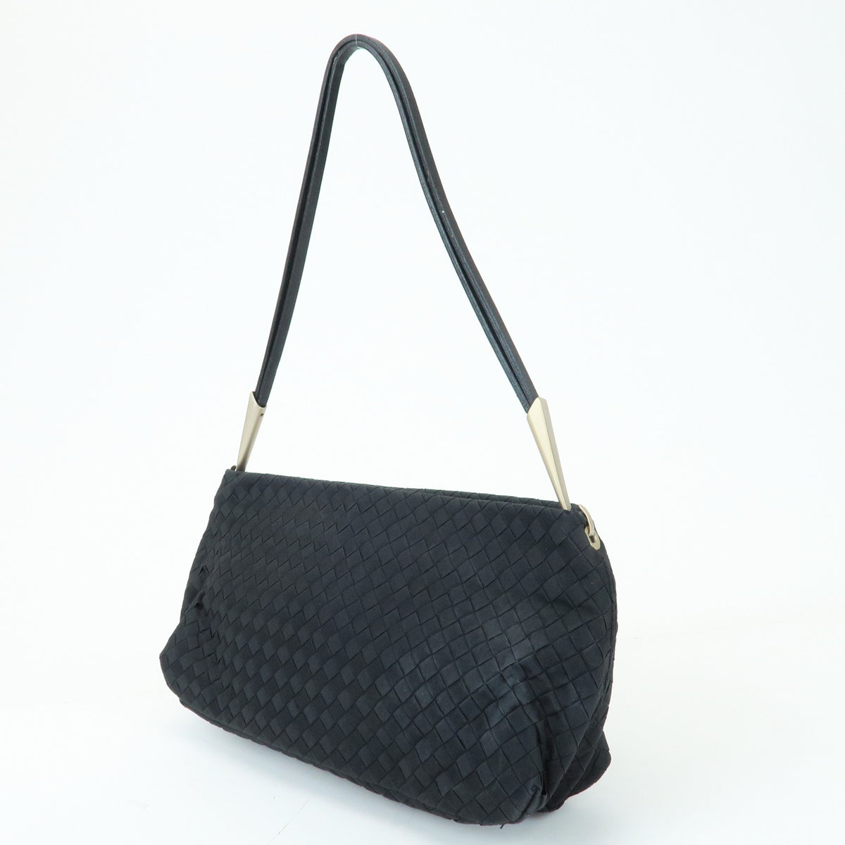 BOTTEGA VENETA Intrecciato Nylon Leather Shoulder Bag Hand Bag Black
