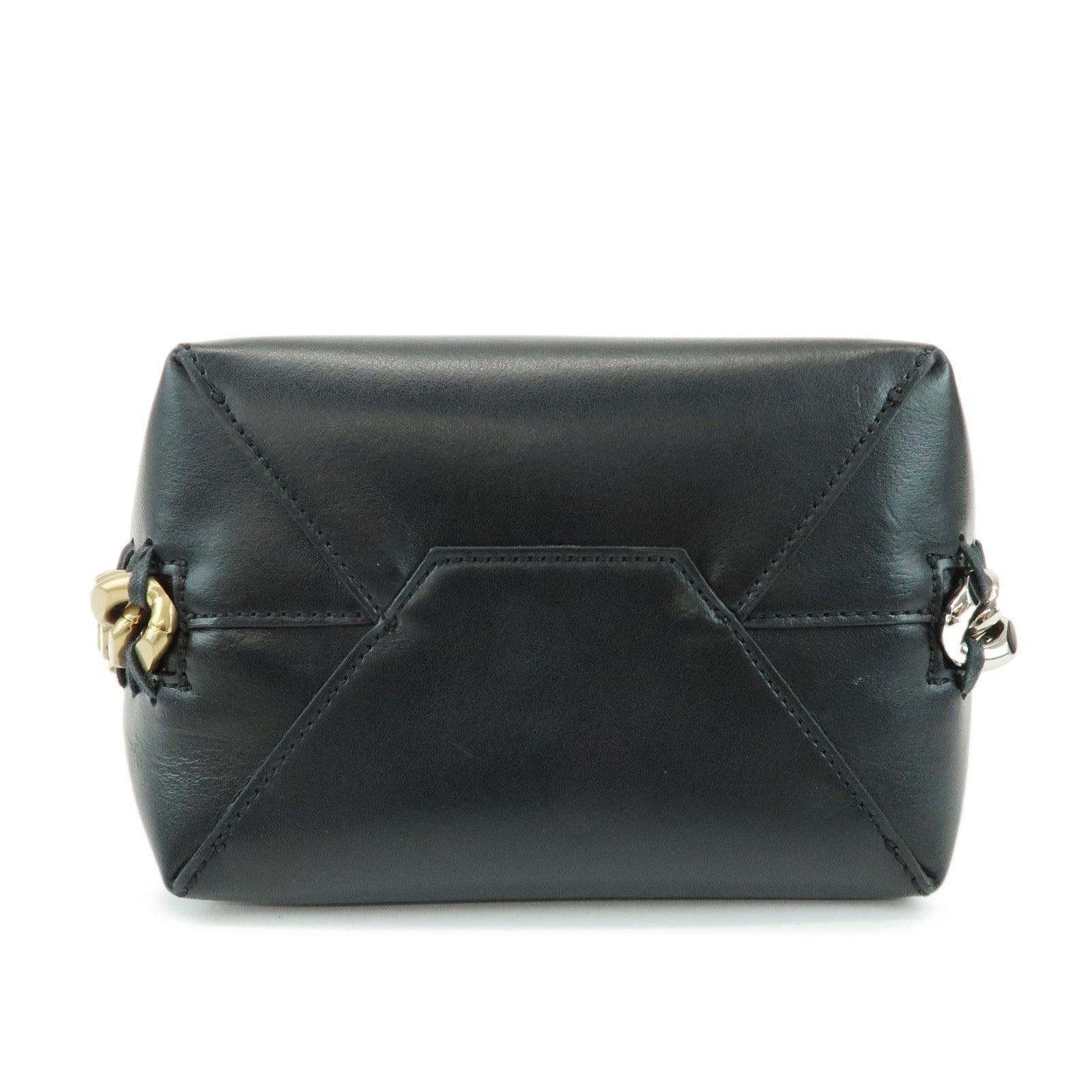 STELLA MCCARTNEY Faux Leather Frayme Bucket 2Way Hand Bag Black