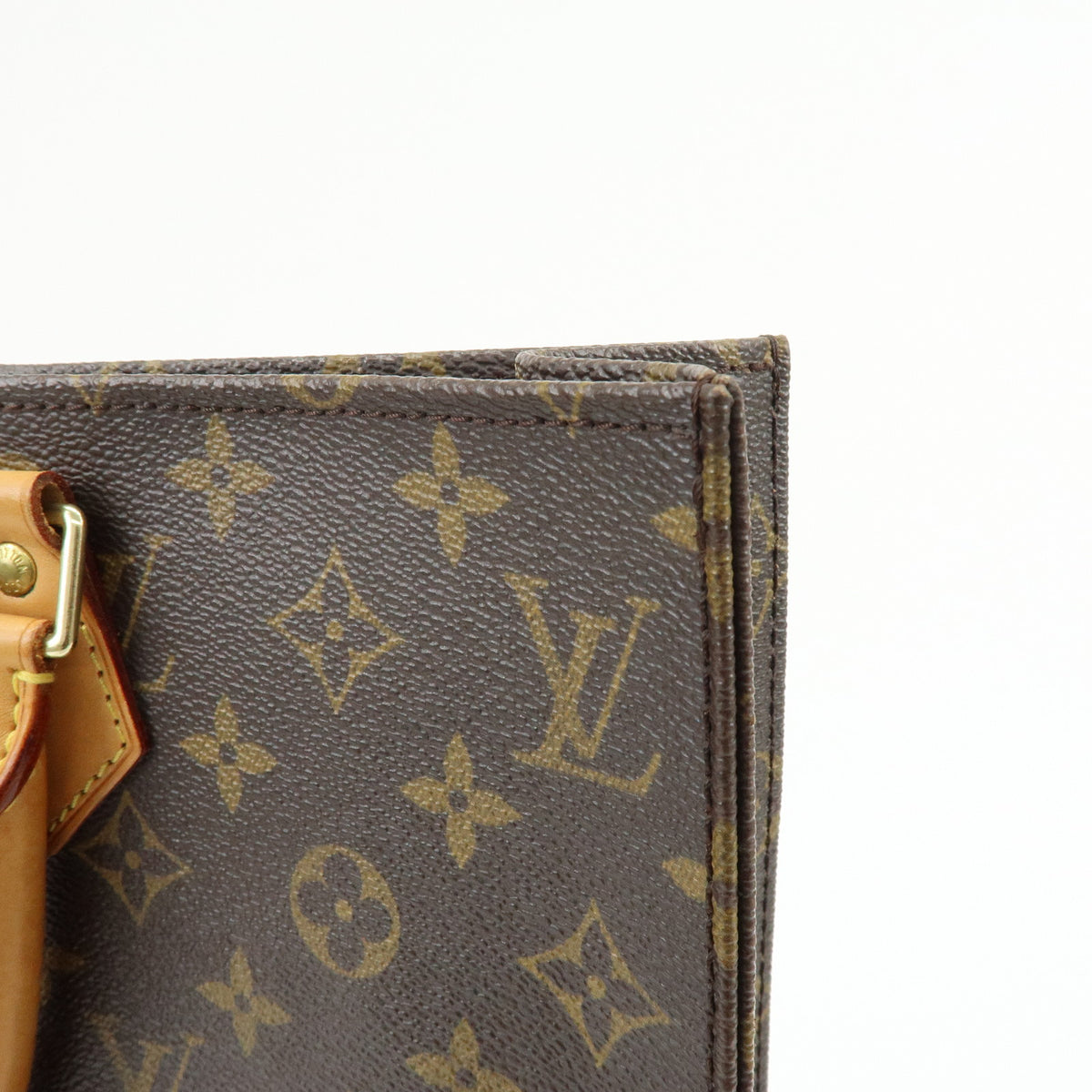 Louis Vuitton Monogram Sac Plat Tote Bag Hand Bag Brown M51140