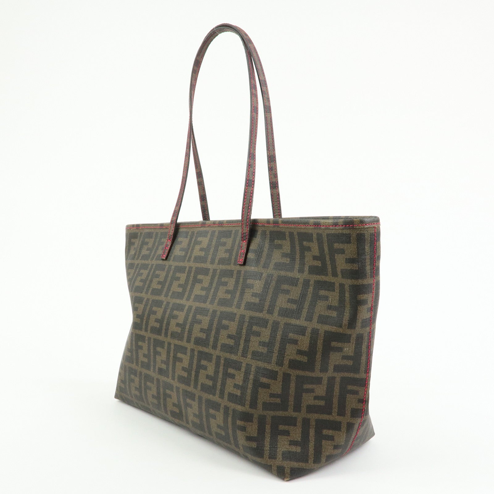 FENDI Zucca PVC Tote Bag Shoulder Bag Brown Black 8BH198