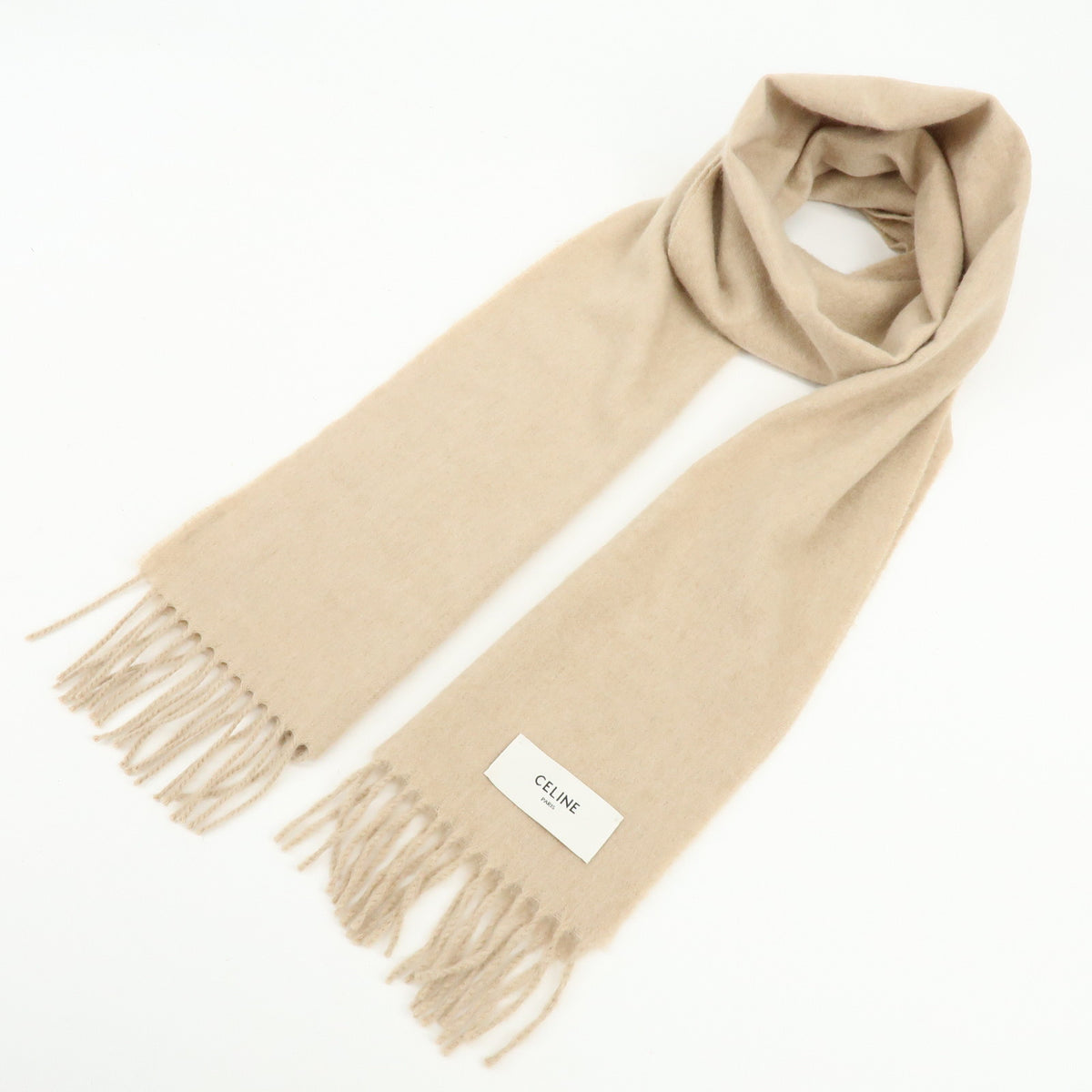 CELINE Cashmere 100% Scarf Stole Natural