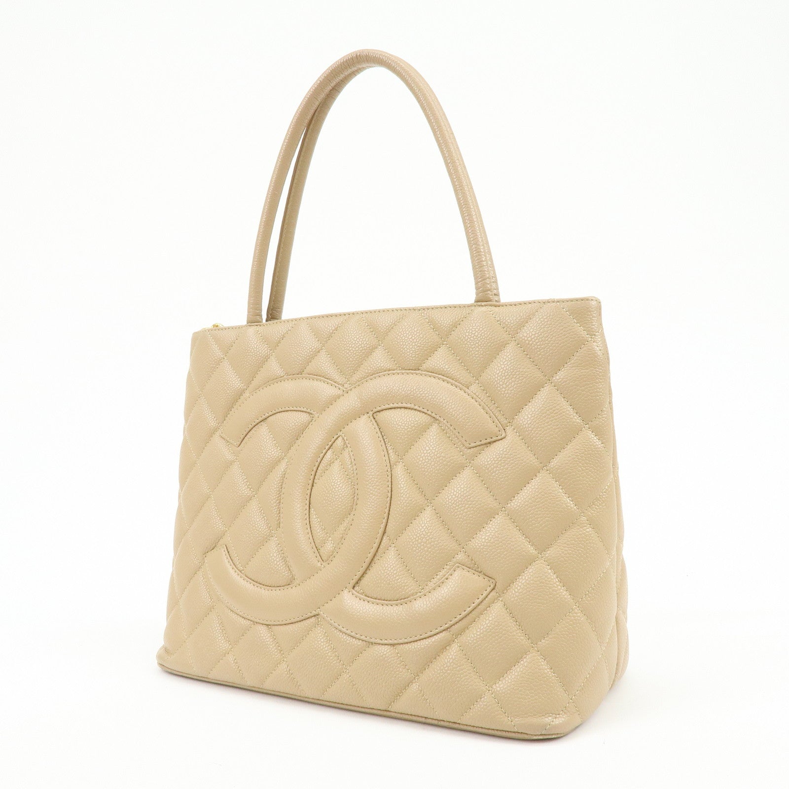 CHANEL Matelasse COCO Mark Medallion Caviar Skin Tote Bag A01804