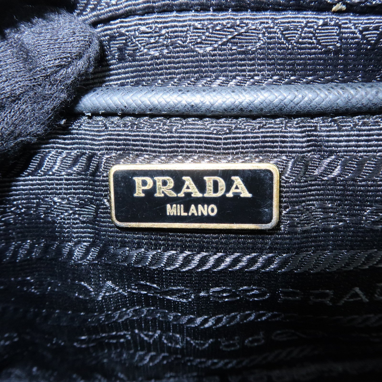 PRADA Saffiano Leather Shoulder Crossbody Bag Ribbon Motif Black 1NF674