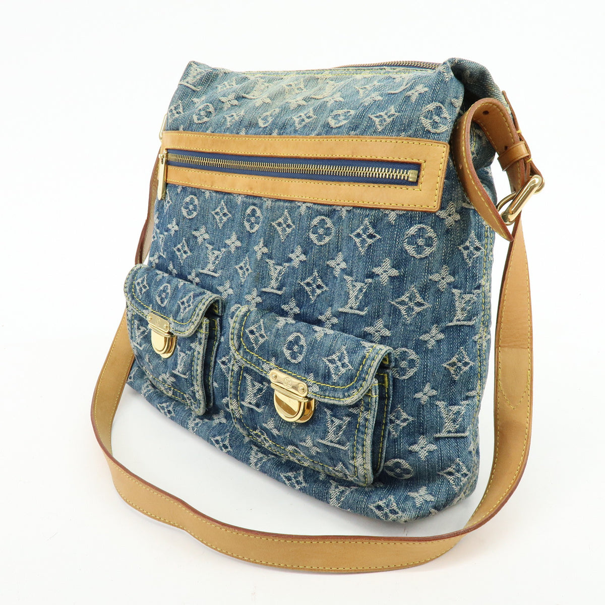 Louis Vuitton Monogram Denim Baggy GM Shoulder Bag Blue M95048