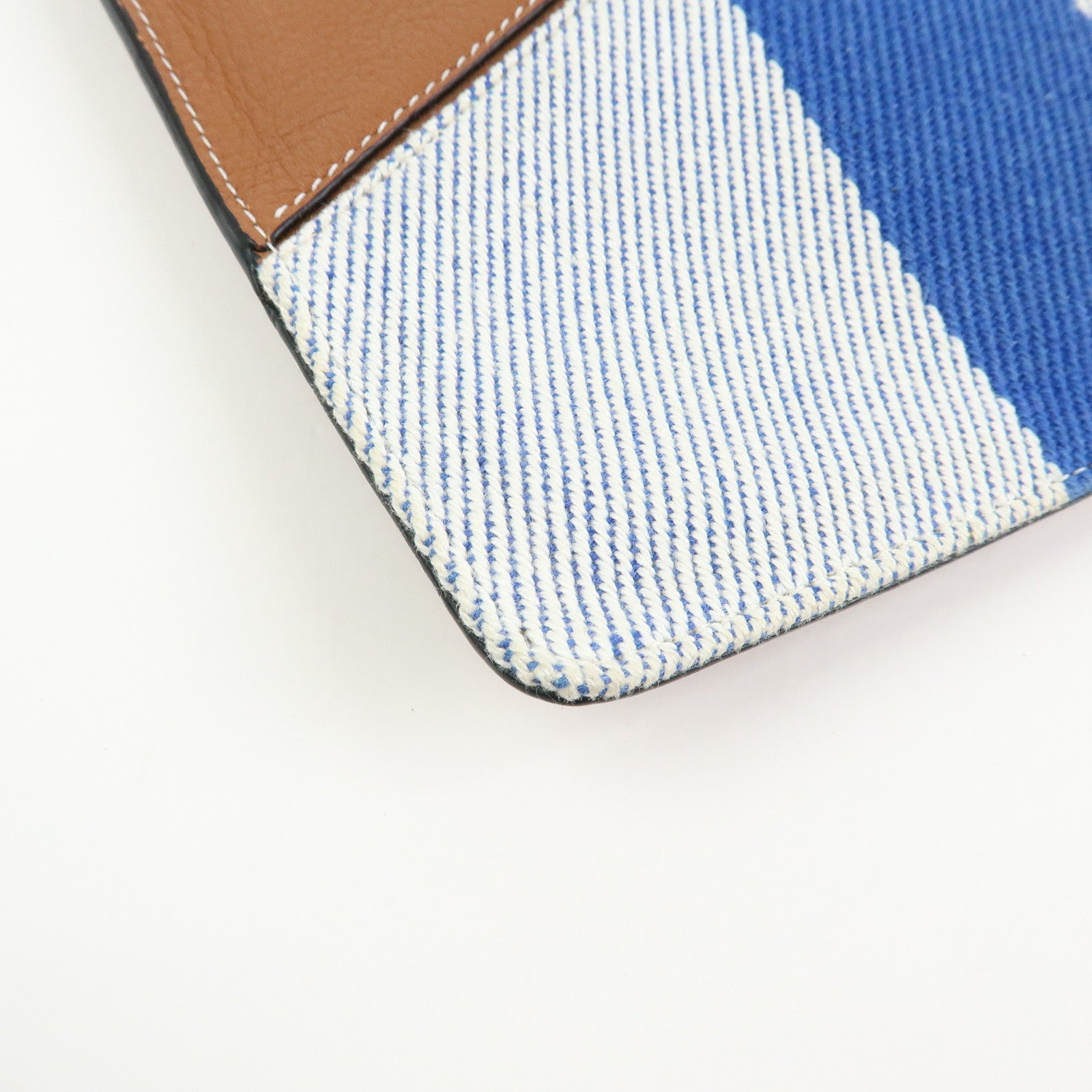 Loewe Anagram Puzzle Leather Suede Canvas Clutch Bag Blue Brown Beige