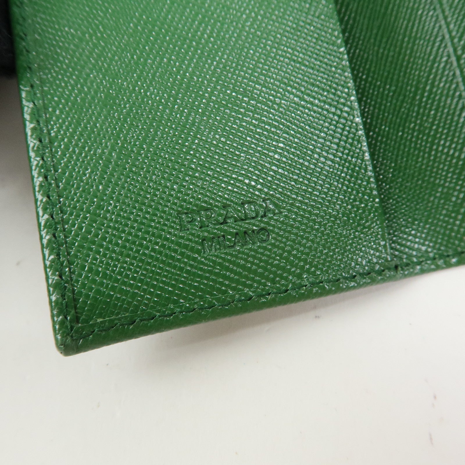 PRADA Logo Saffiano Leather 6 Rings Key Case Key Holder Green 1M0222