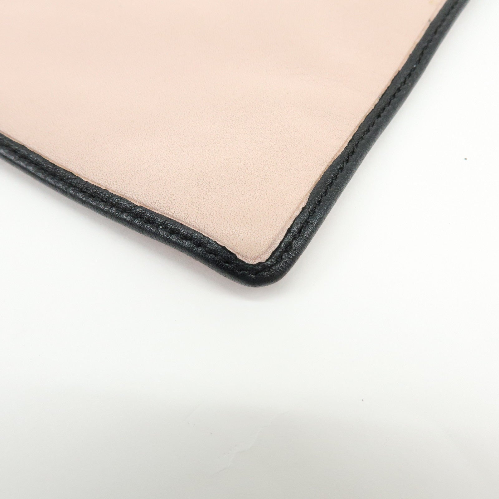 LOEWE Anagram Nappa Leather Clutch Bag Flat Pouch Pink Orange