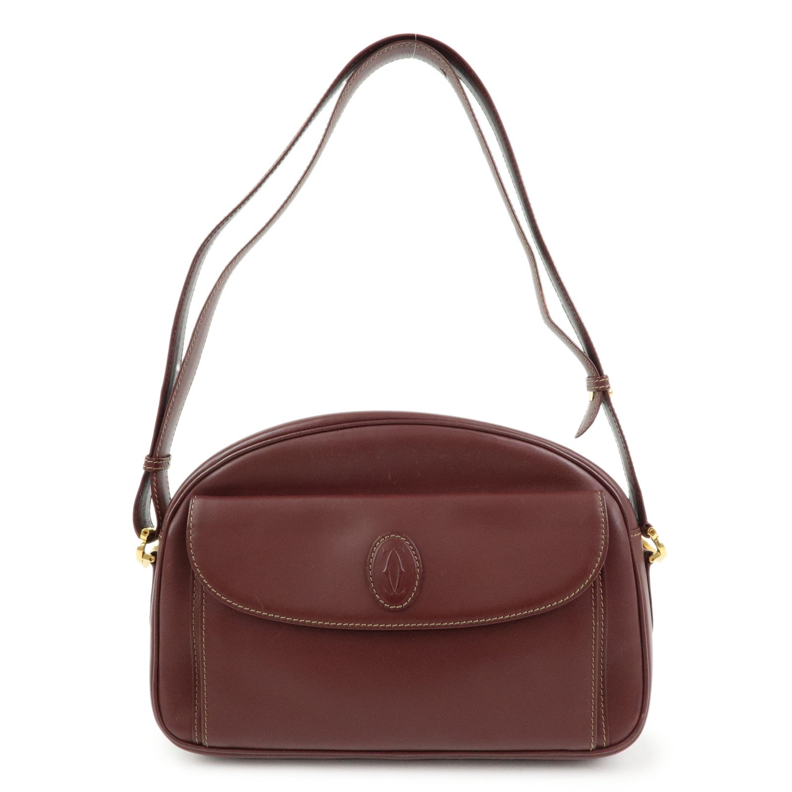 Cartier Must de Cartier Leather Shoulder Bag Bordeaux