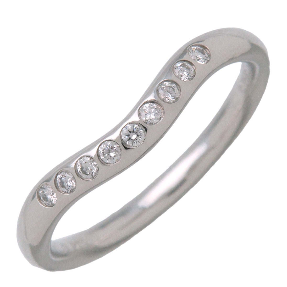 Tiffany & Co Curved Band 9P Diamond Ring PT950 Platinum US4.5 EU48