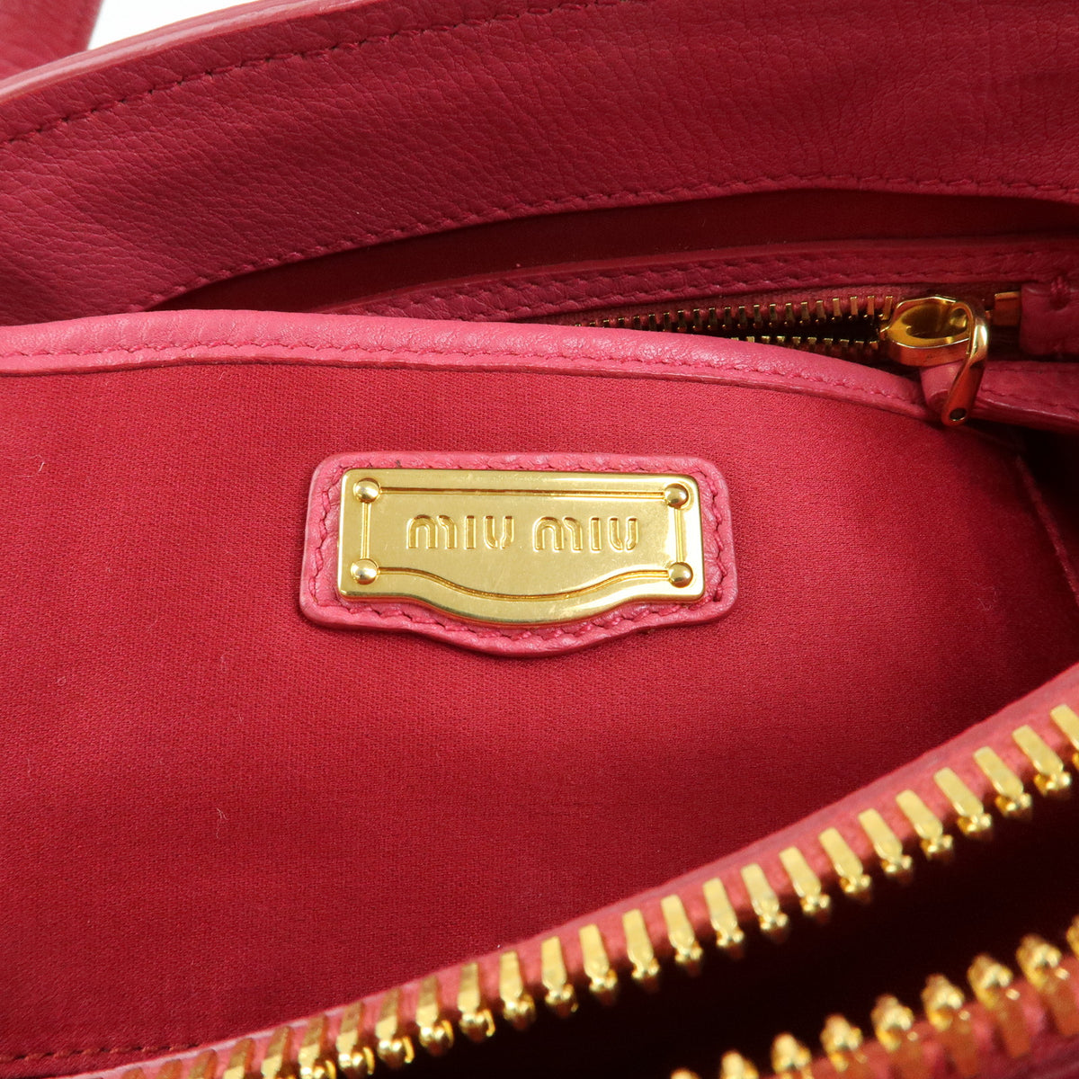MIU MIU Vitello Caribu Leather 2Way Shoulder Bag Pink RN0757