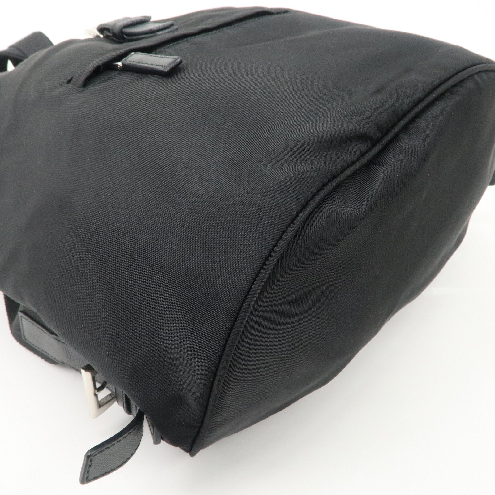 PRADA Triangle Logo Nylon Leather Backpack Ruck Sack Black Used