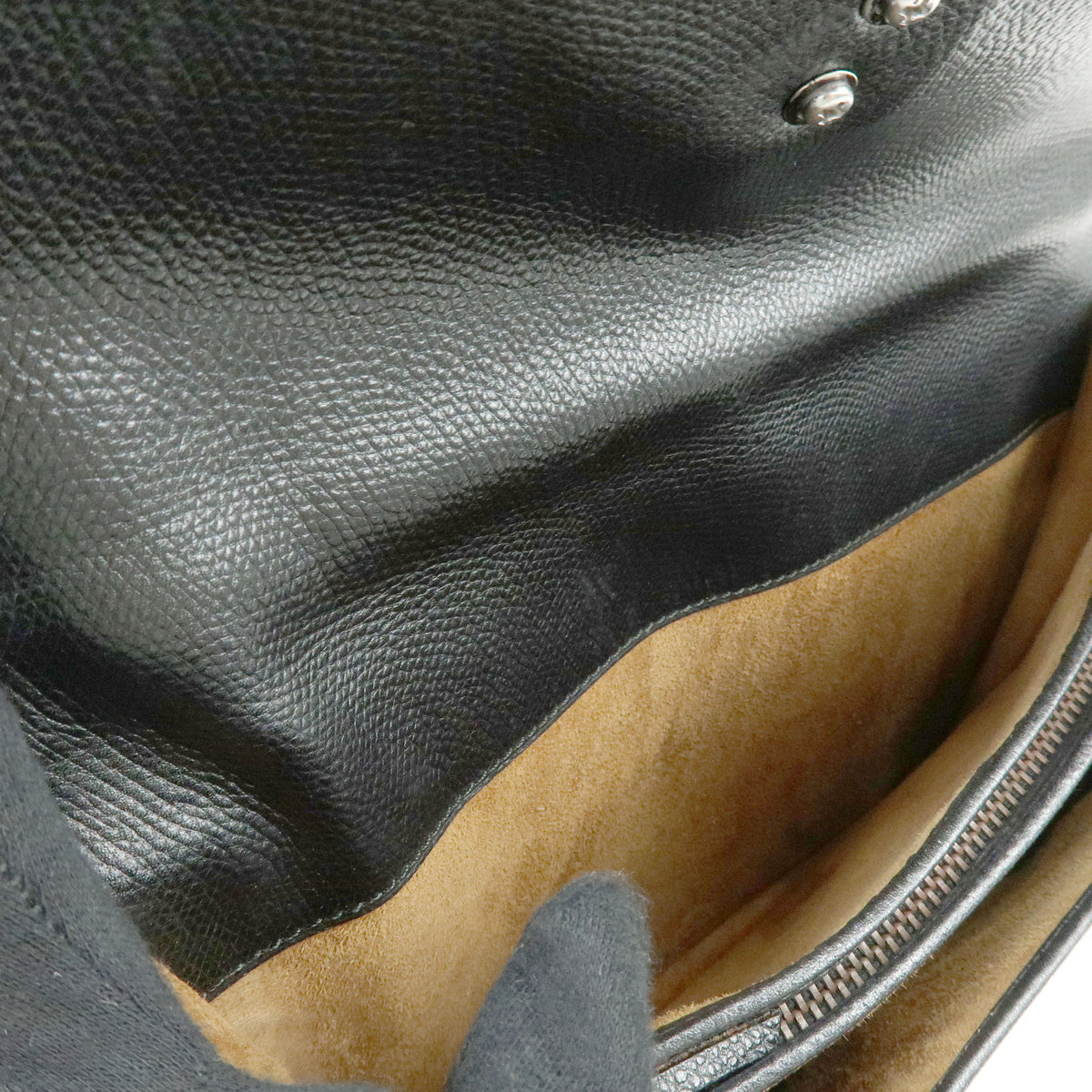 DELVAUX Leather Shoulder Bag Hand Bag Black