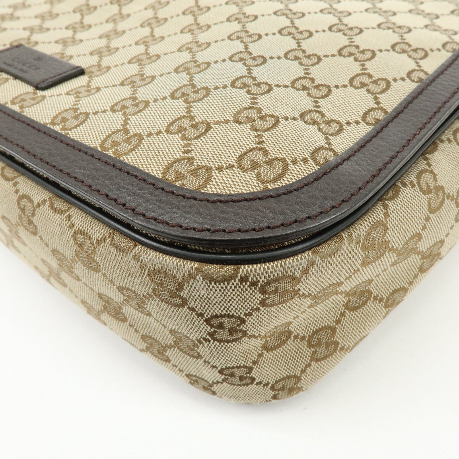 GUCCI GG Canvas Leather Shoulder Bag Crossbody Bag Beige Brown 449171