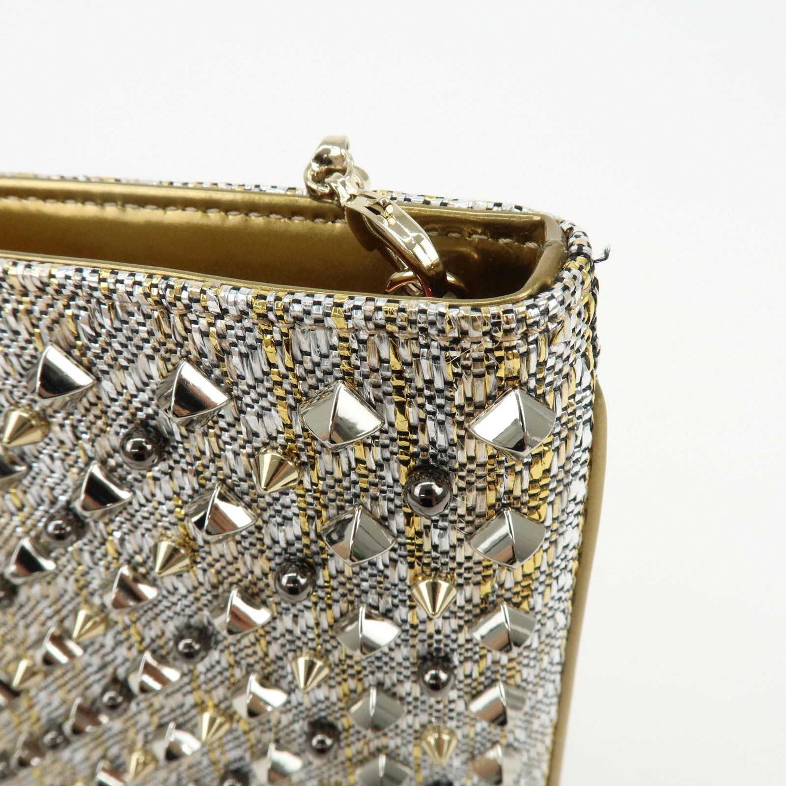 Christian Louboutin Glitter Patent Leather 2Way Bag Shoulder Bag Gold
