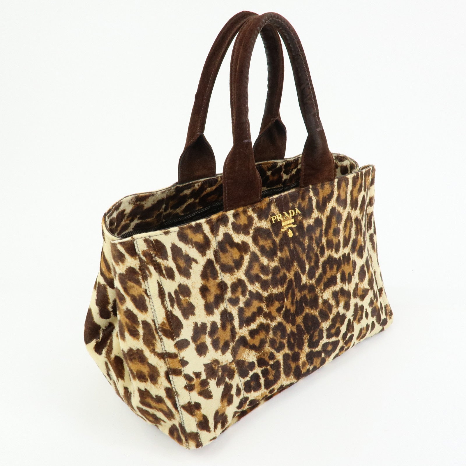 PRADA Triangle Logo Unborn Calf Canapa 2Way Tote Hand Bag BN1877