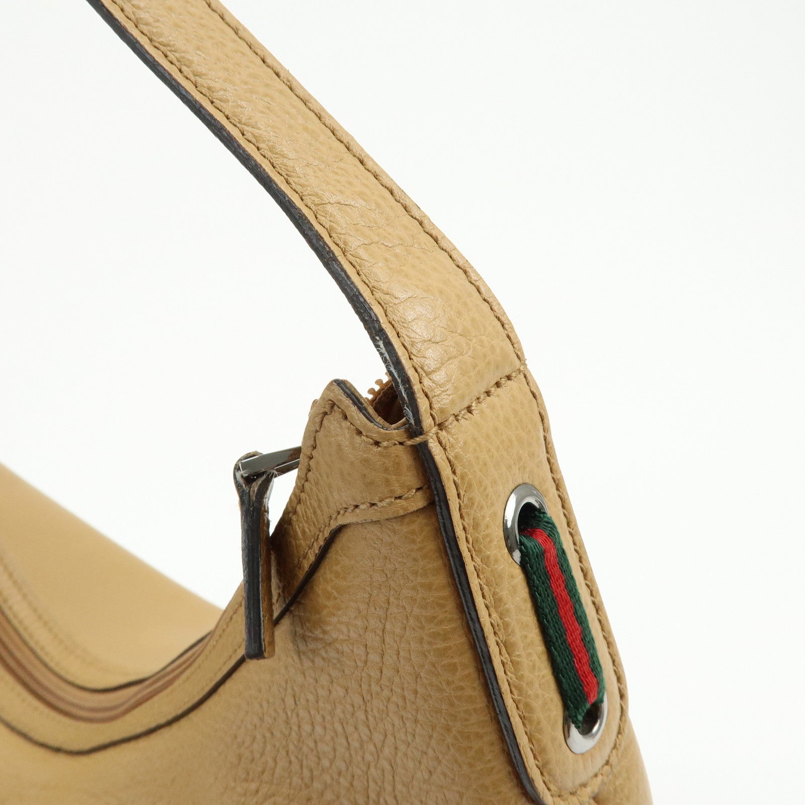 GUCCI Sherry Leather Shoulder Bag Hand Bag Beige 293596