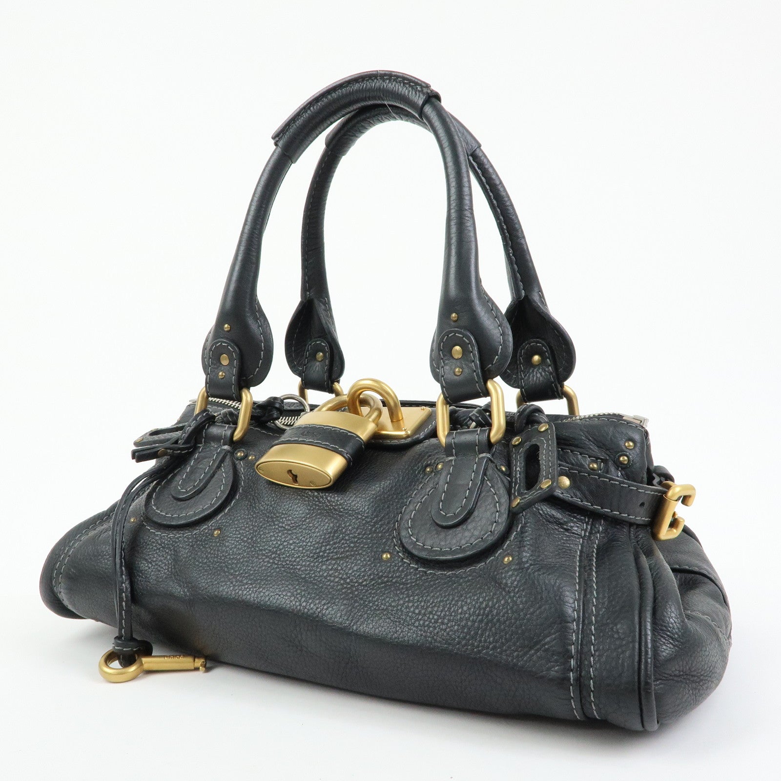 Chloe Paddington Leather Boston Bag Hand Bag Black