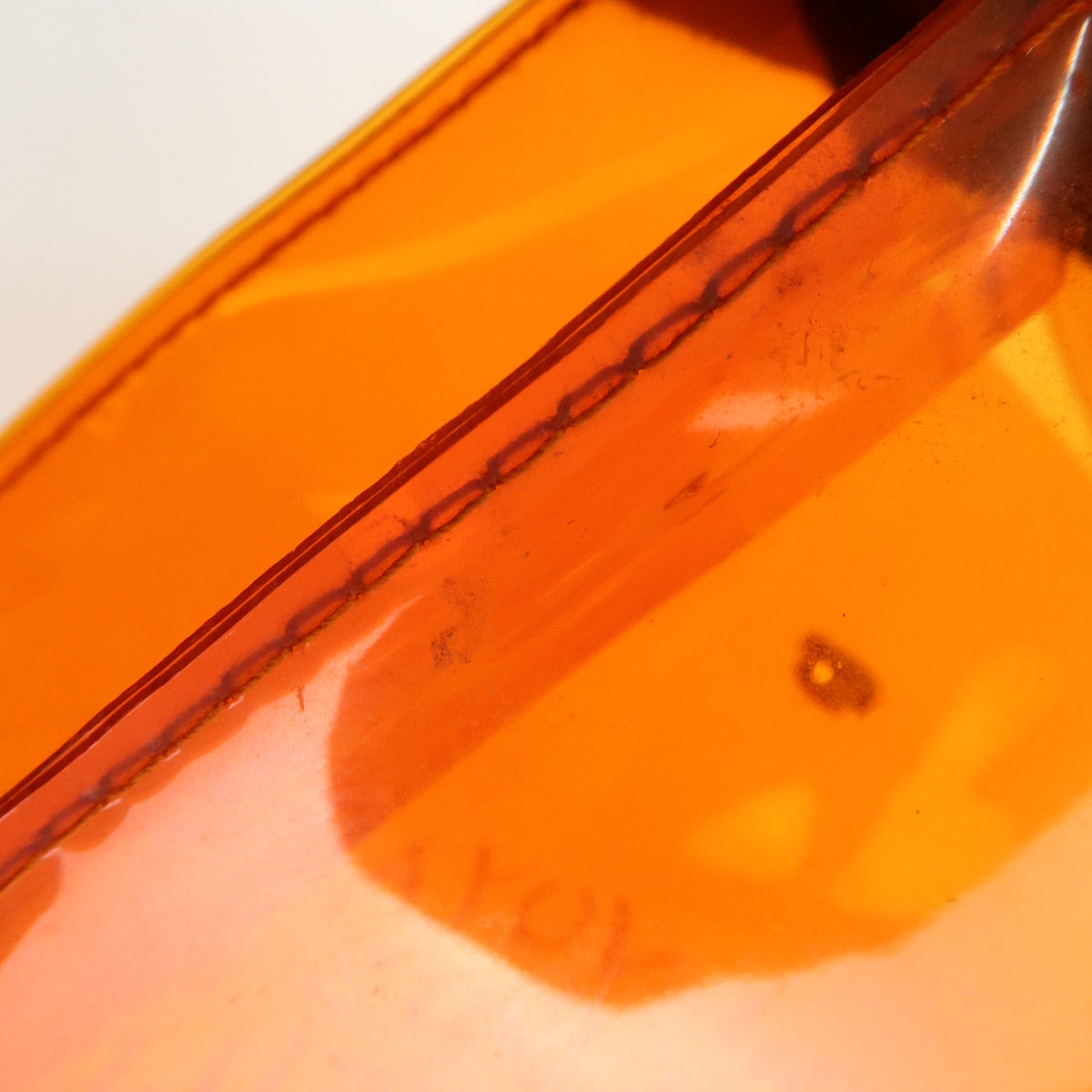 HERMES Vinyl Kelly Clear Hand Bag Transparent Orange