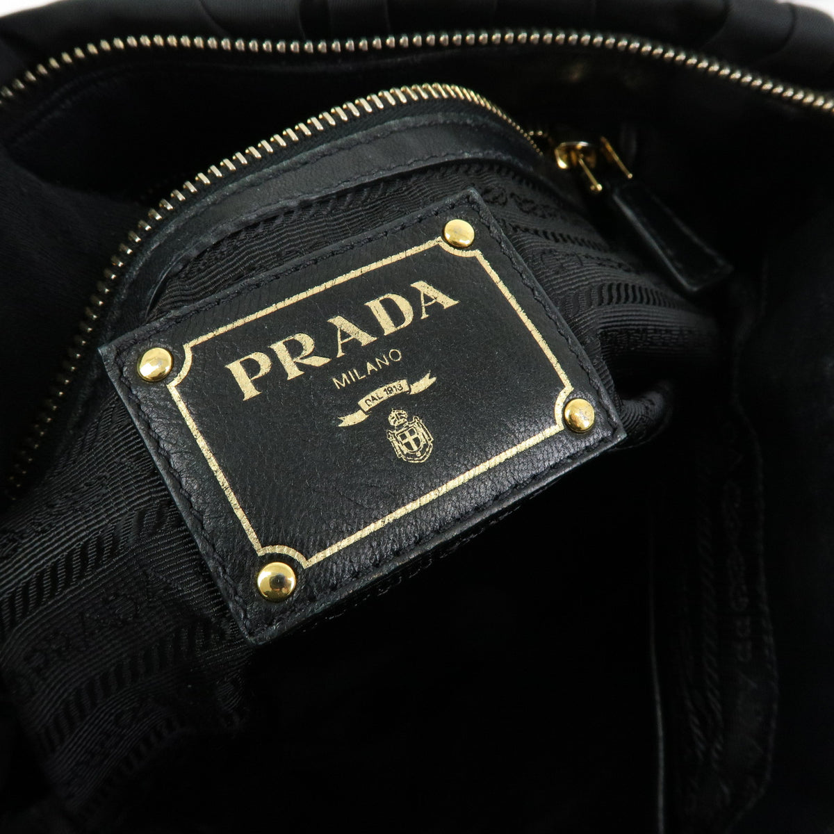 PRADA Nylon Leather TESSUTO GAUFRE 2WAY Tote Shoulder Bag Black BN1792