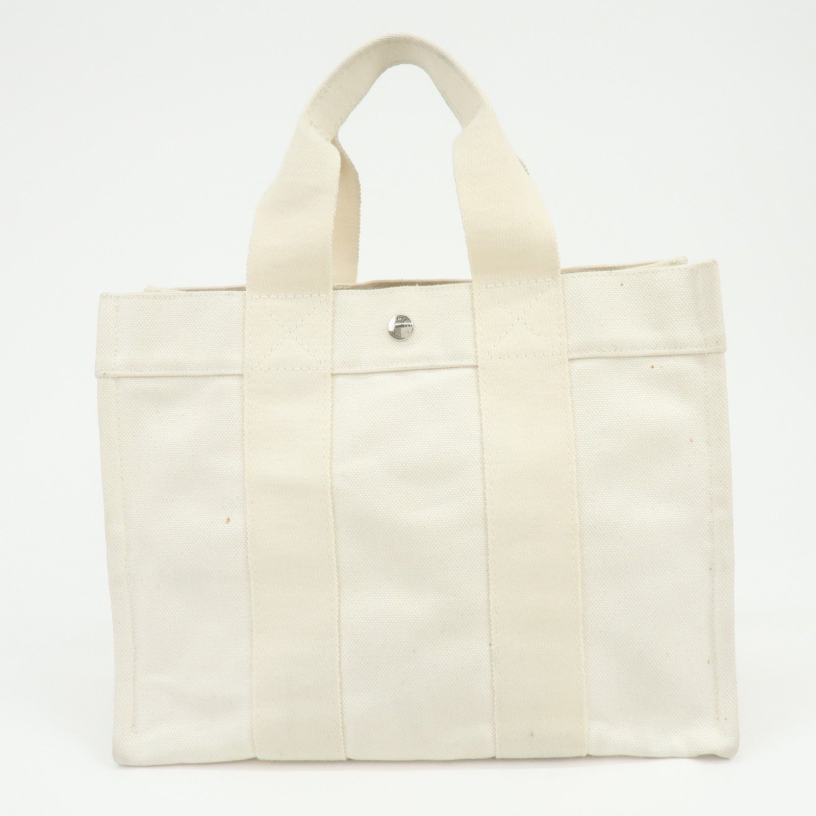 HERMES Bora Bora PM Canvas Tote Bag Hand Bag Ivory
