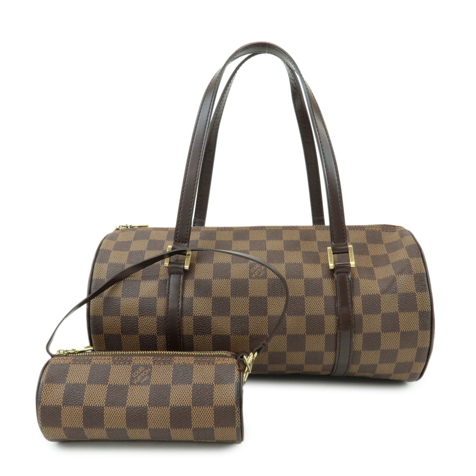Louis Vuitton Damier Ebene Papillon 30 Hand Bag & Pouch Brown N51303